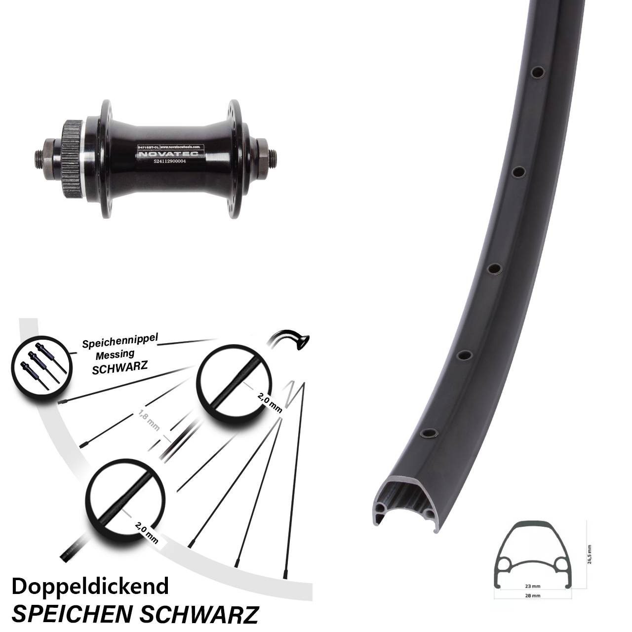 Ambrosio Sport Novatec D471 28-29 Zoll Vorderrad Centerlock QR
