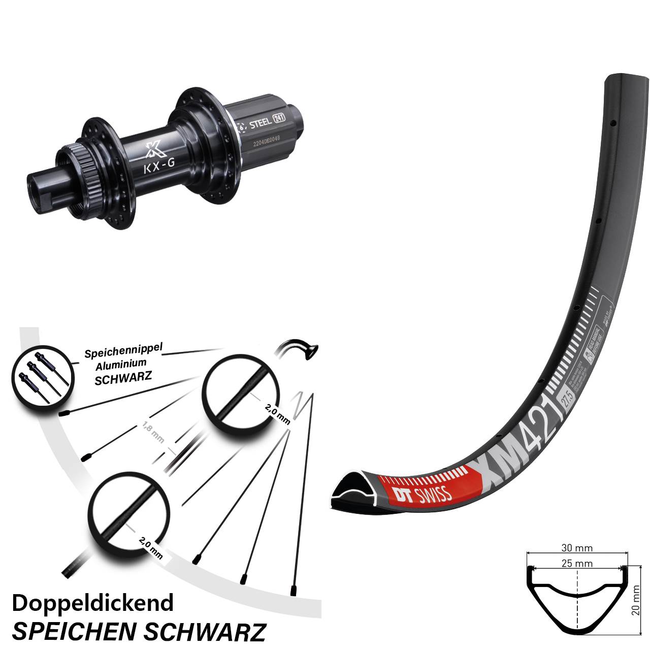 DT Swiss XM 421 29 Zoll Hinterrad KX-GS 8-12 fach 12x142