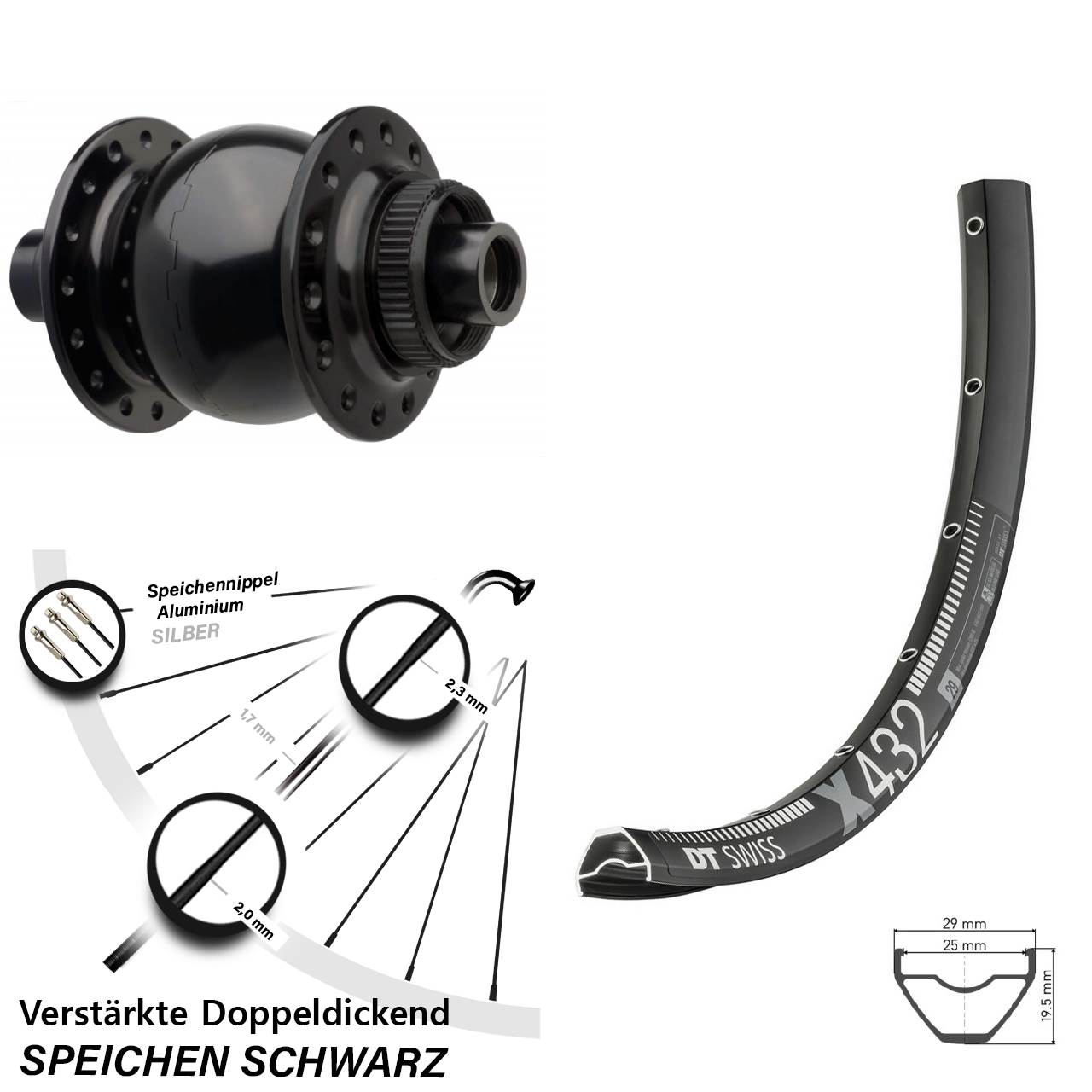 SON 28 DT Swiss X 432 29 Zoll Disc Laufrad mit Nabendynamo 15x110 Boost