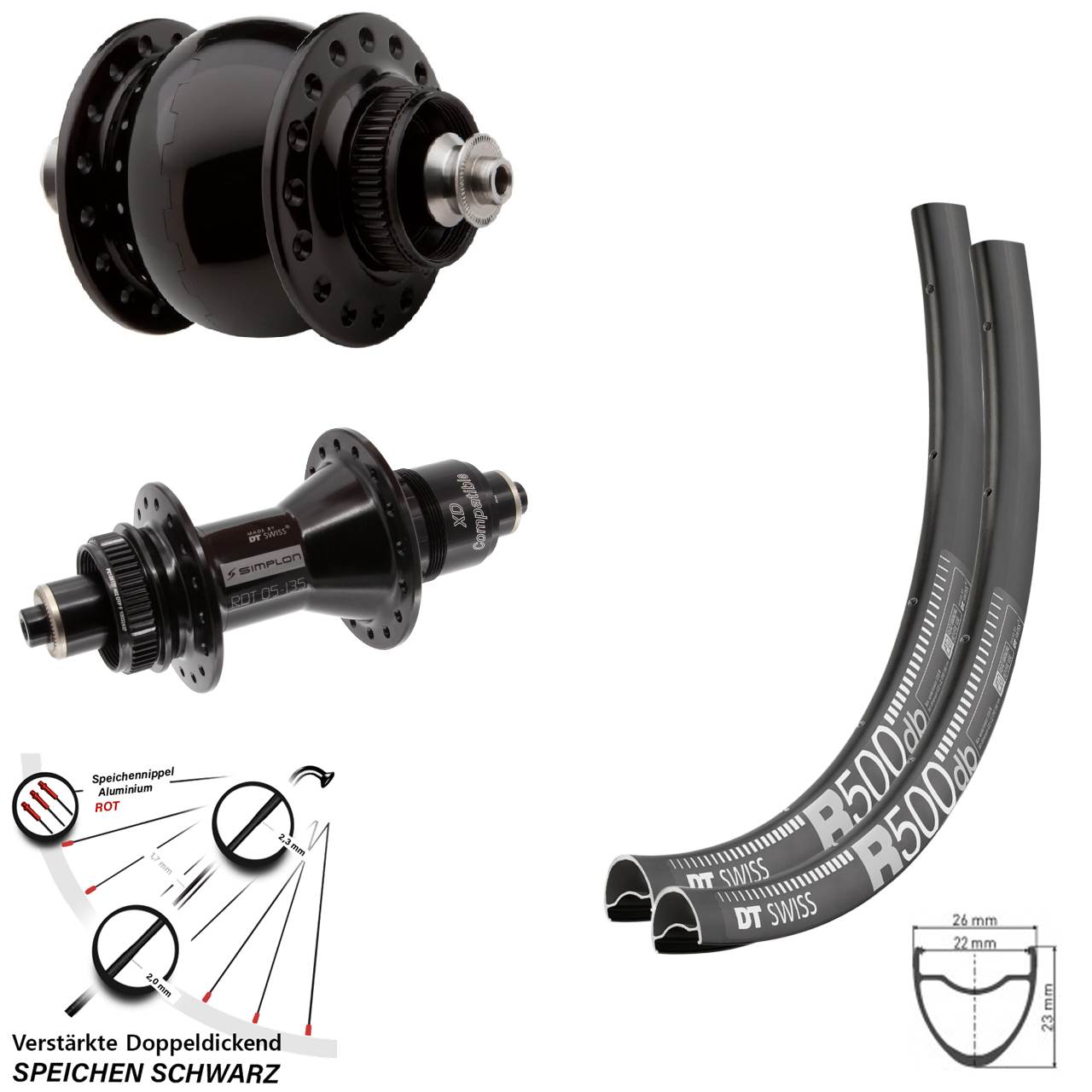 Laufradsatz Centerlock QR 28 Zoll DT Swiss R500-370 SON delux SRAM XD