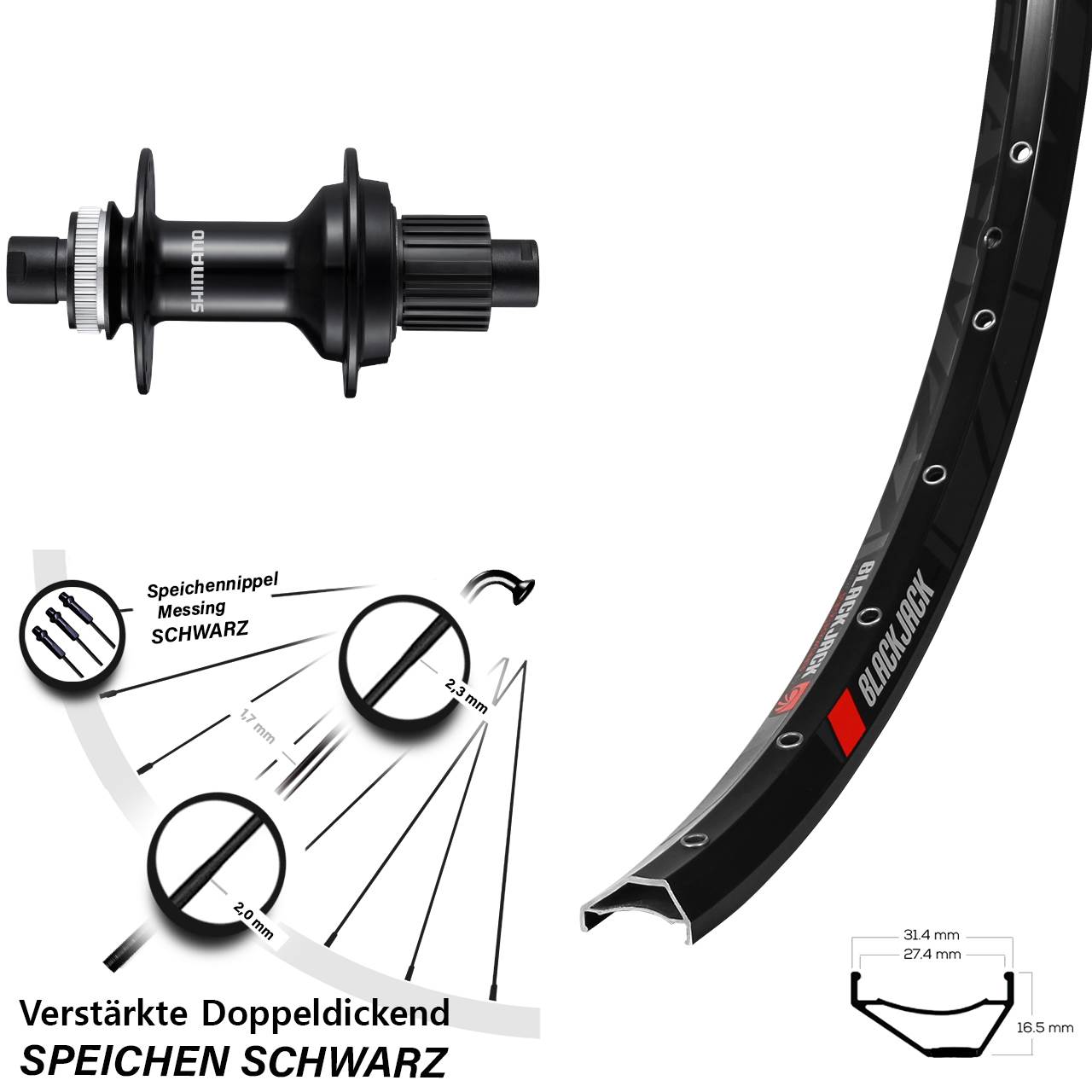27,5 Zoll Rodi Ready 27 Shimano FH-MT510B Boost Hinterrad 12x148 Micro Spline