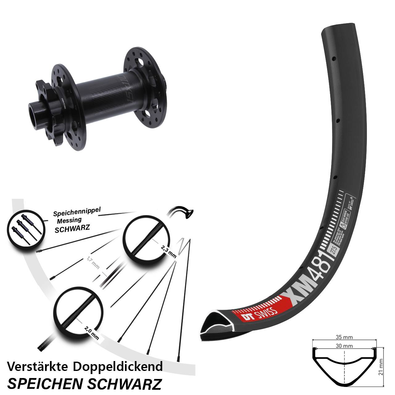 DT Swiss XM481 Bear Pawls 27,5 Zoll Disc Vorderrad 15x110 Boost