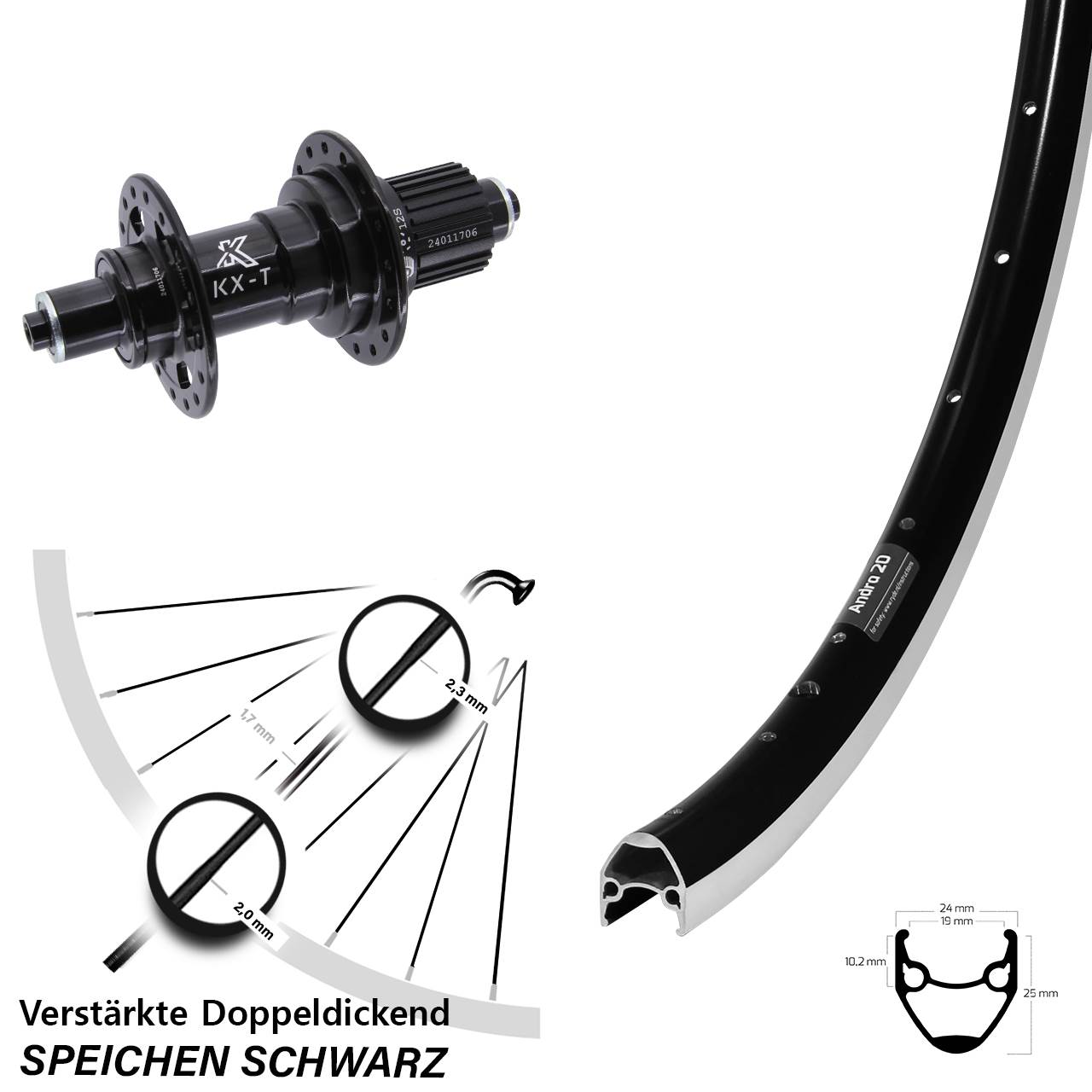 Hinterrad 28 Zoll Ryde Andra 20 KX-T Micro Spline QR