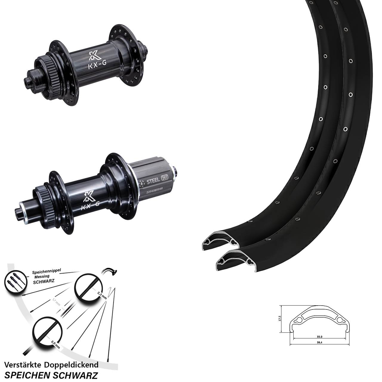 Laufradsatz Centerlock QR 29 Zoll Ryde Disc 35 KX-GS verstärkt 8-12 fach