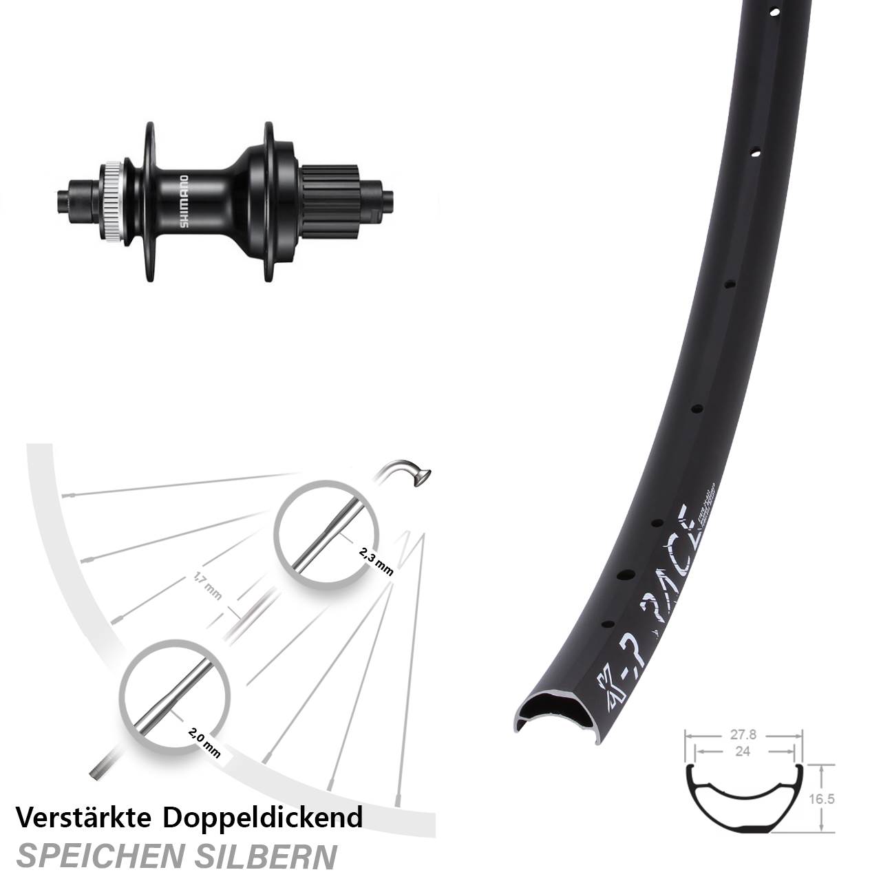 Centerlock Hinterrad für Schnellspanner 28-29 Zoll KX-R Race Shimano FH-MT500 Micro Spline