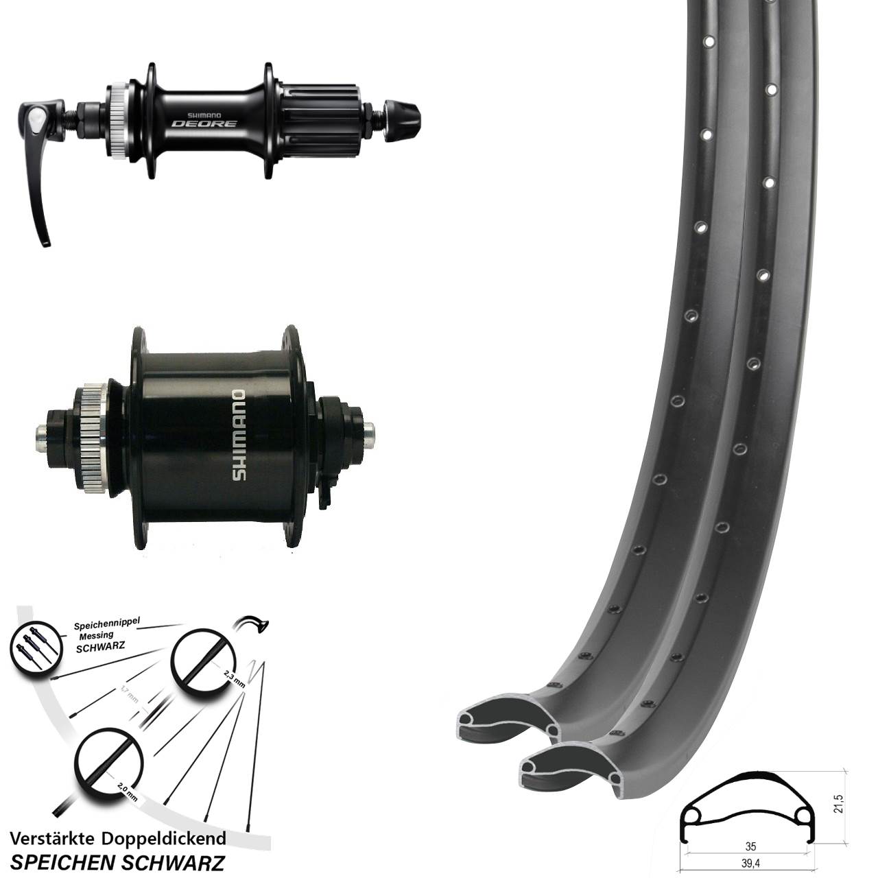 Laufradsatz Centerlock QR 29 Zoll Ambrosio E35 Shimano DH-UR700 FH-M6000 8-11 fach