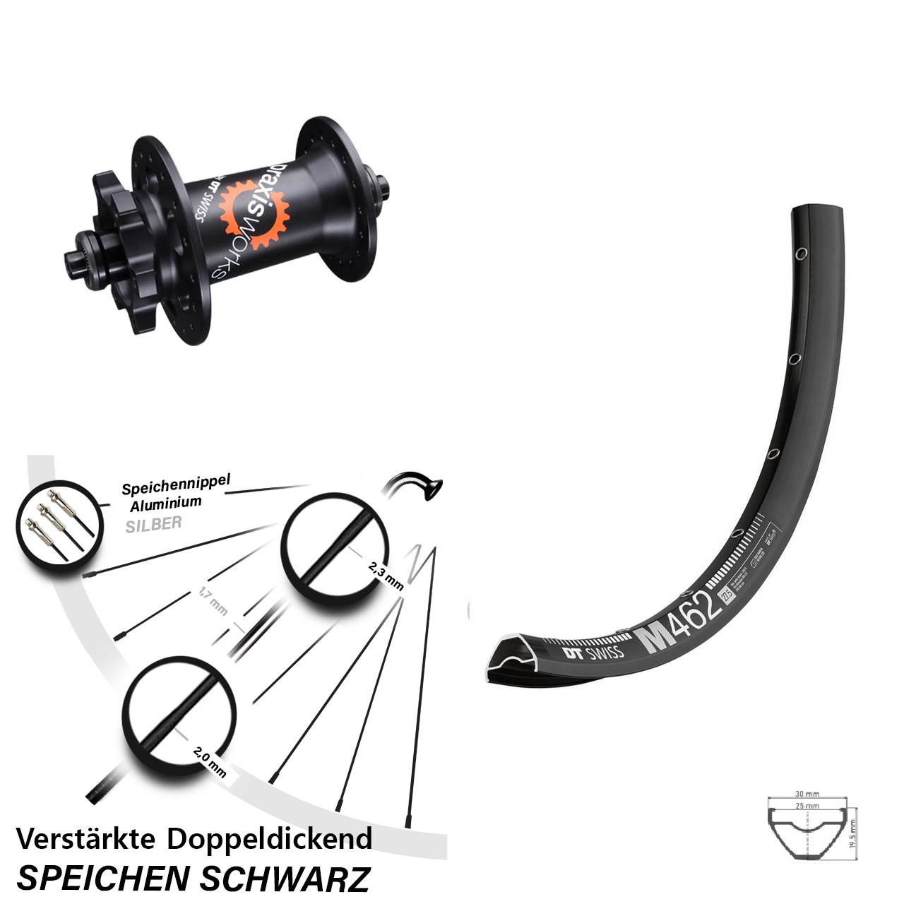 27,5 Zoll DT Swiss M 462-350 Disc Vorderrad QR