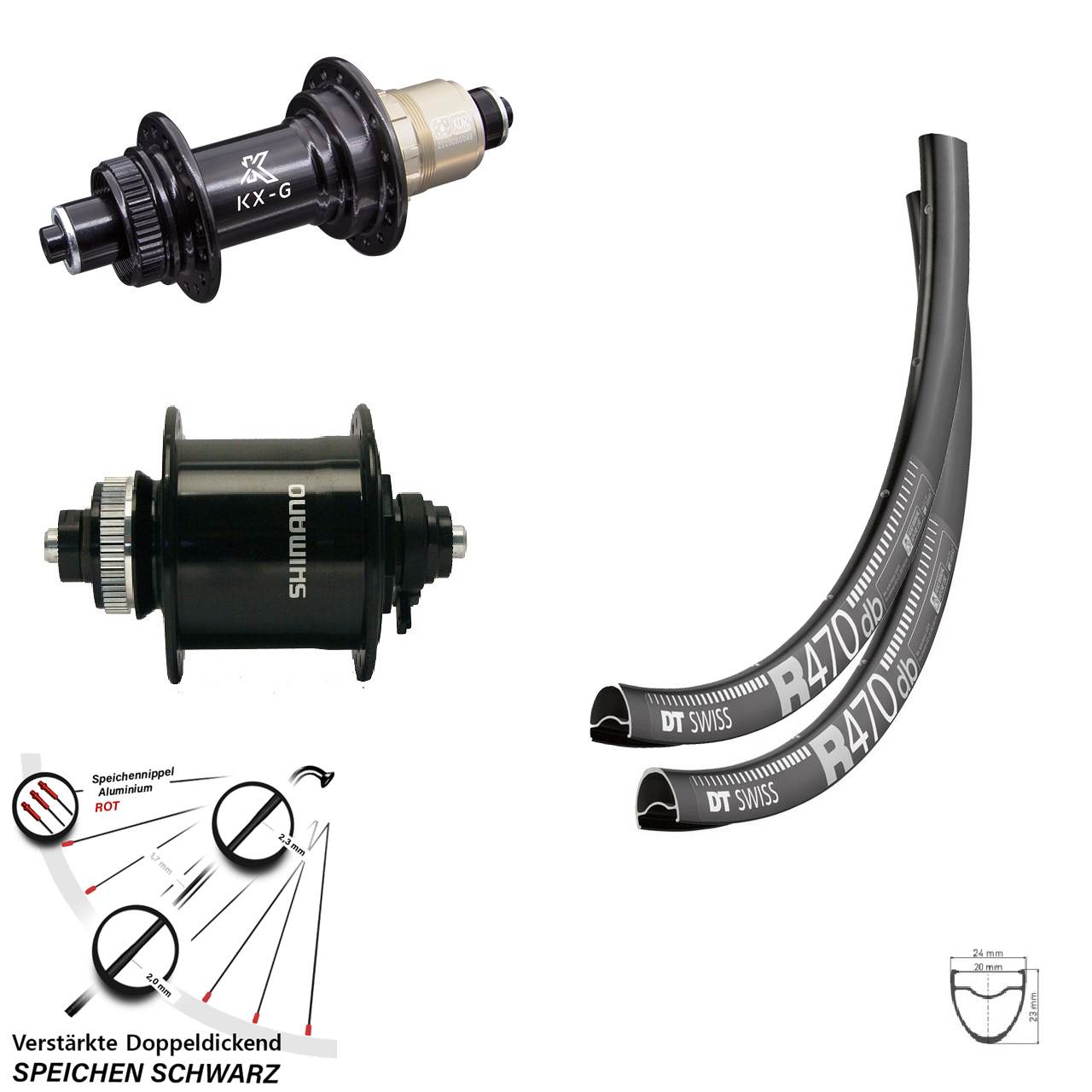 28 Zoll DT Swiss R470 KX-G Shimano DH-UR700 Centerlock Laufradsatz QR XDR