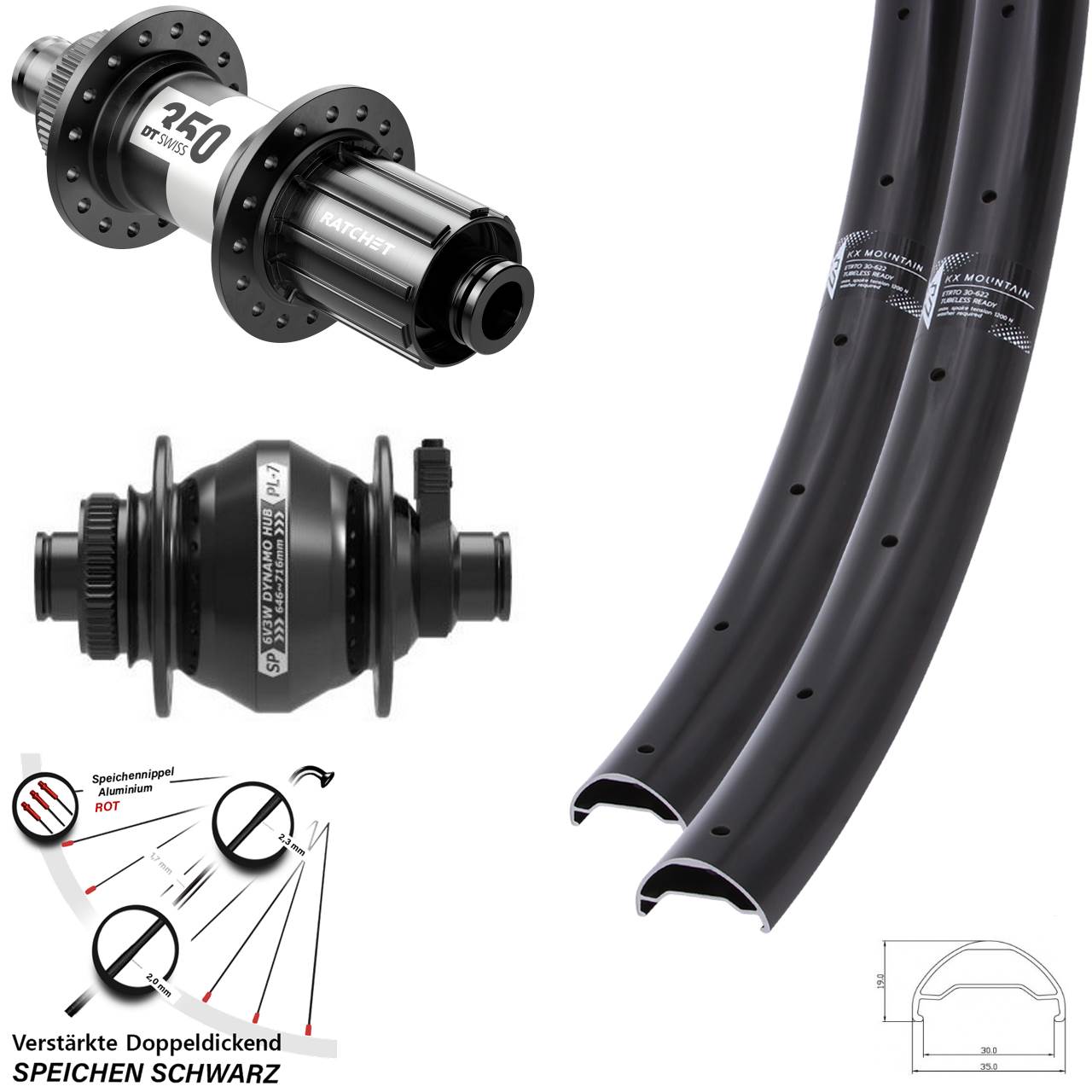 29 Zoll KX Mountain SP PL-7 DT Swiss 350 HG Centerlock Laufradsatz 12x100/142