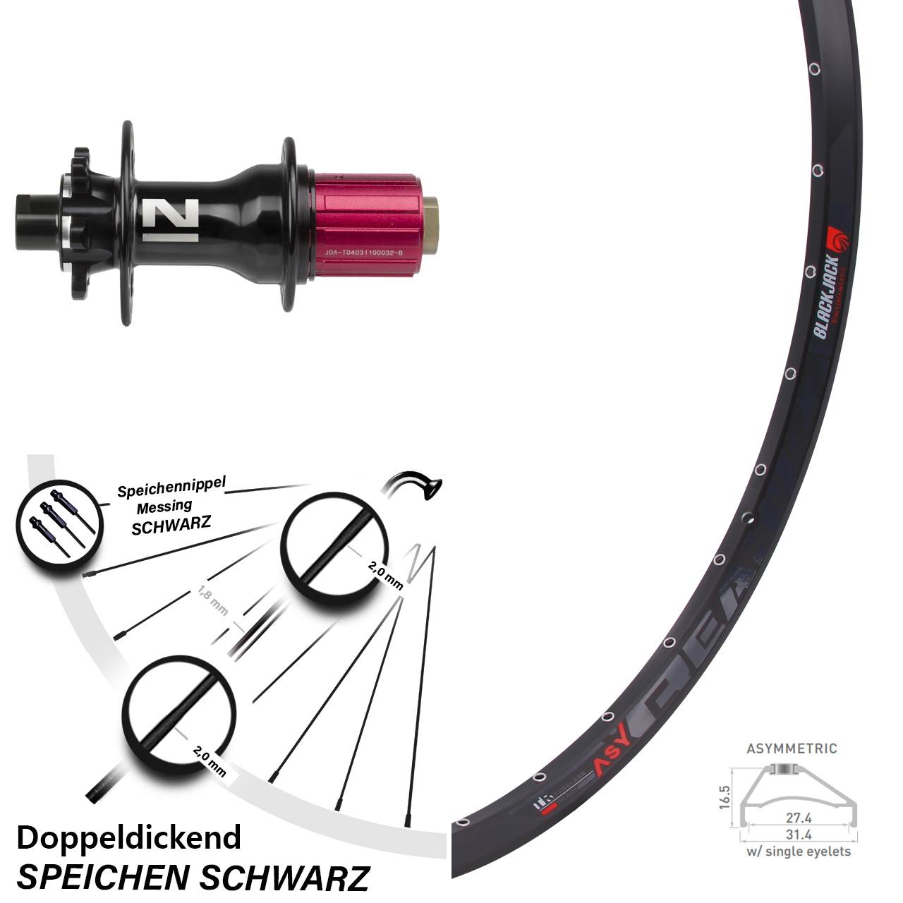 Novatec D792 Rodi Ready 27 Hinteres Rad 27,5 Zoll Steckachse 12x142 mm 8-12 fach