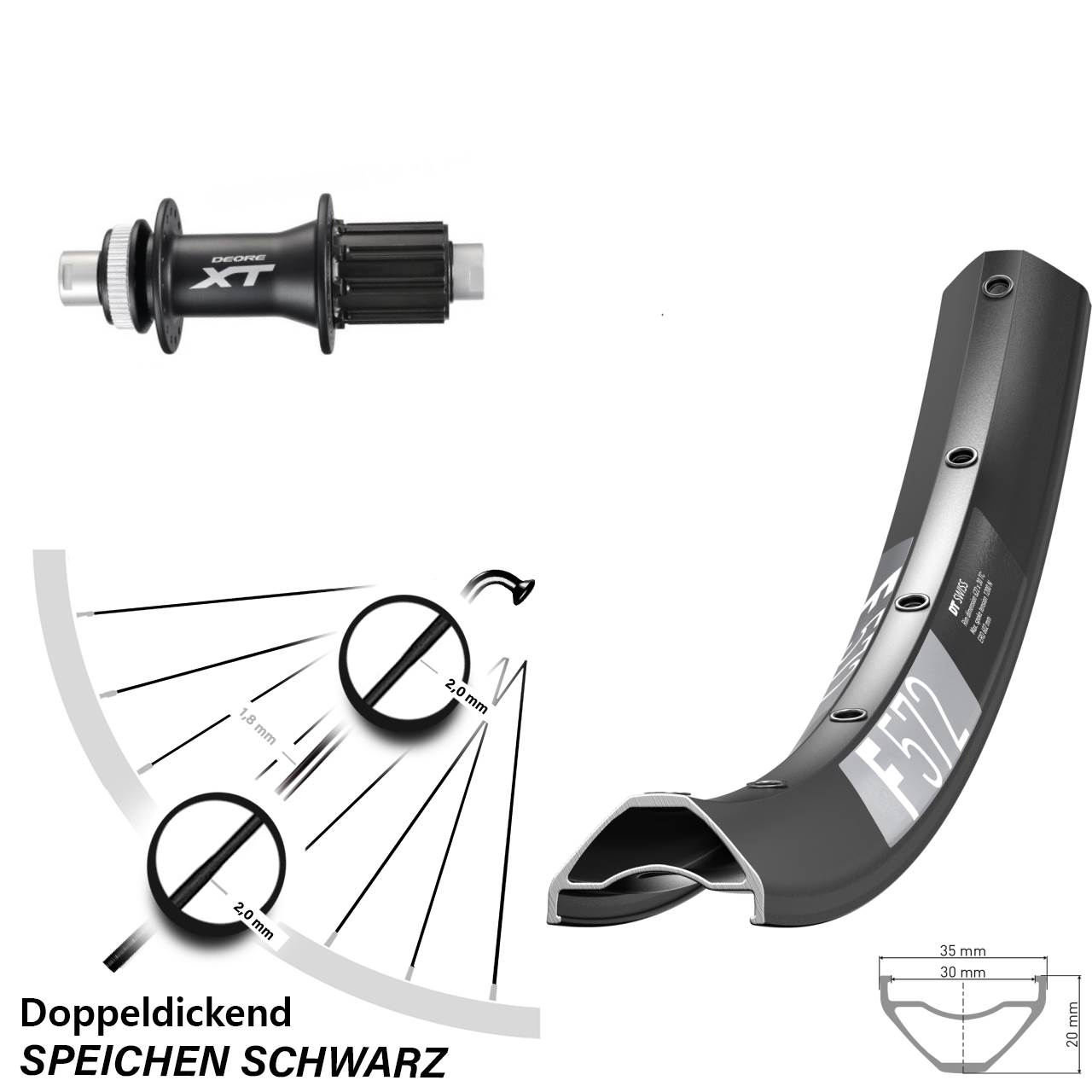 Centerlock Hinterrad 29 Zoll DT Swiss F 572 Shimano FH-M788 8-11 fach HG 12x142