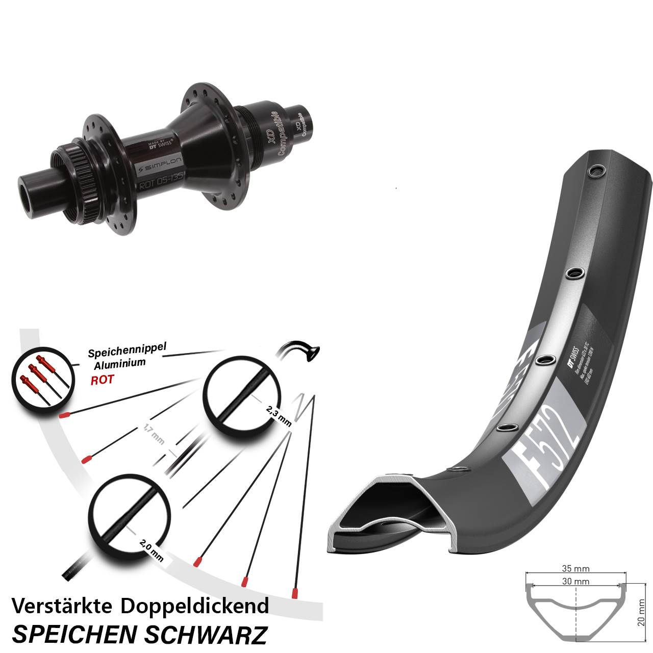 DT Swiss F 572 DT Swiss 370 27,5 Zoll Centerlock Hinterrad 12x142 XD
