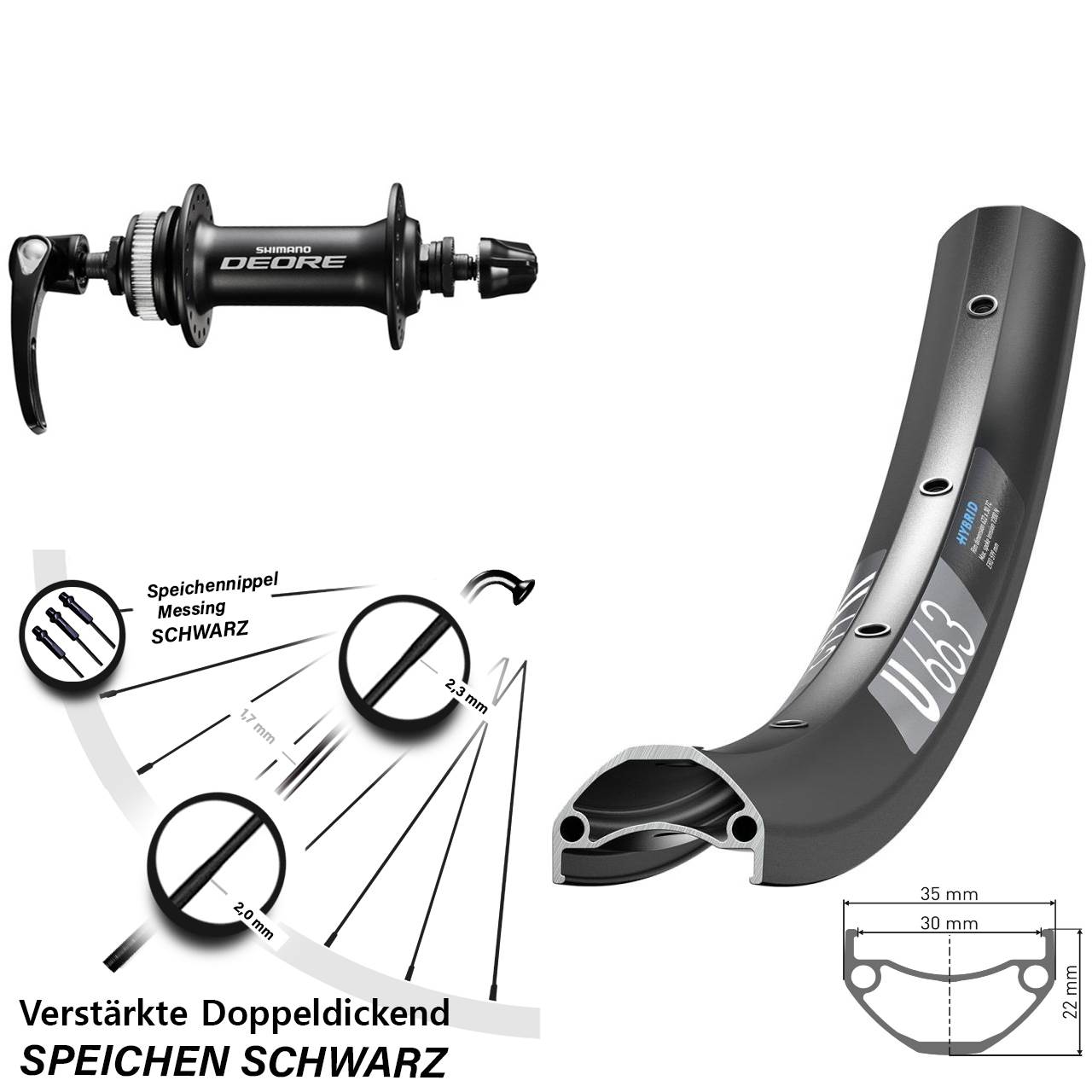 Shimano Deore HB-M6000 DT Swiss U663 27,5 Zoll Disc Vorderrad QR
