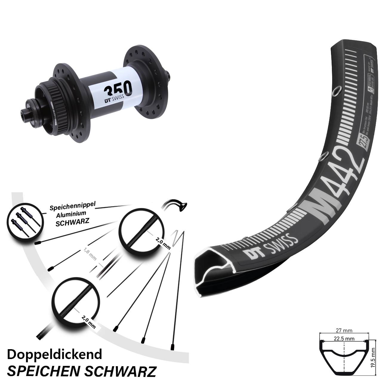 Disc Laufrad für Schnellspanner 28-29 Zoll DT Swiss M 442