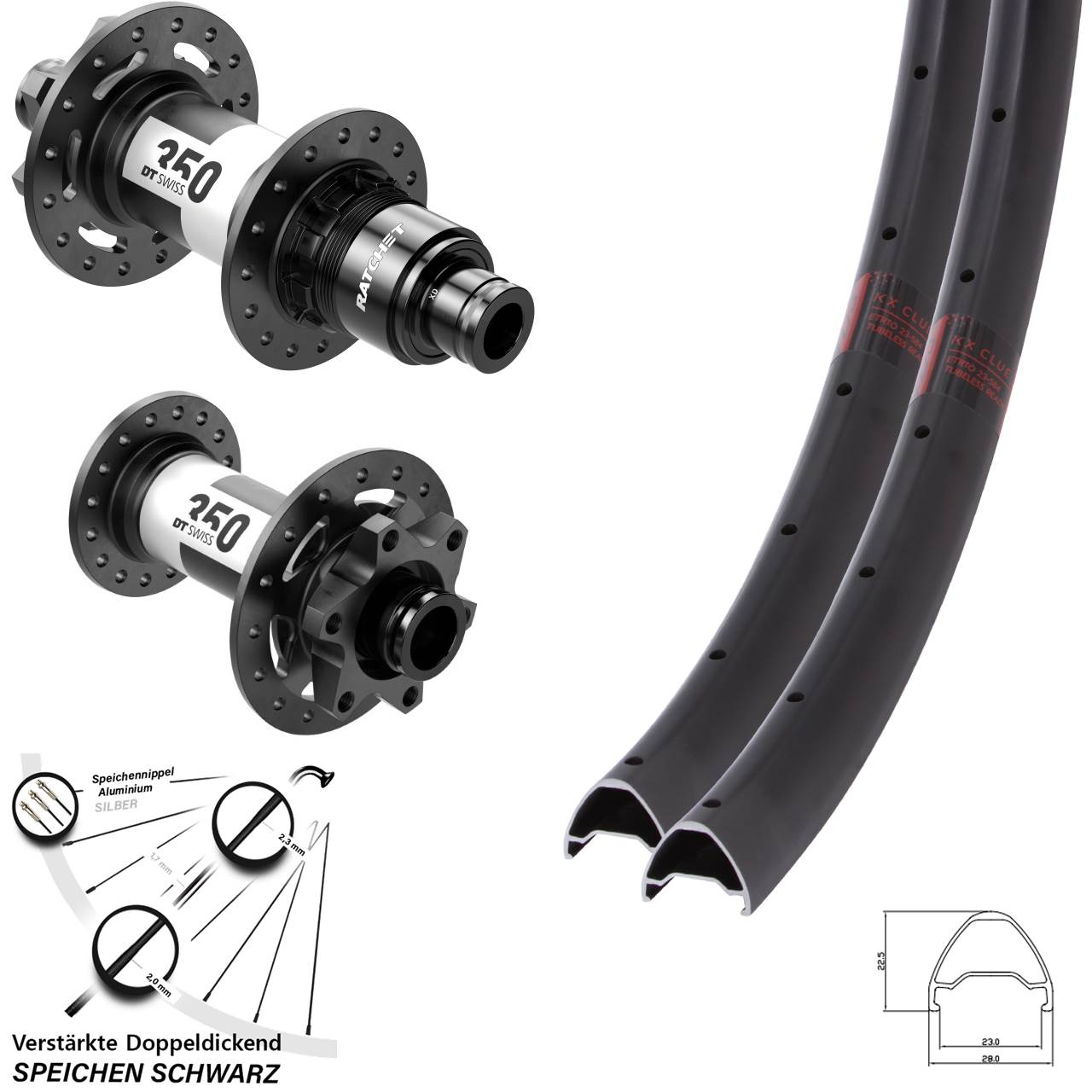 28-29 Zoll KX Clue DT Swiss 350 6-Loch Laufradsatz 15x110 12x148 XD