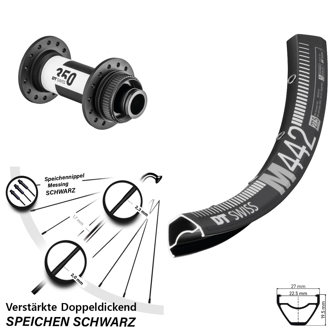 28-29 Zoll DT Swiss M 442-350 Disc Vorderrad 15x110 Boost