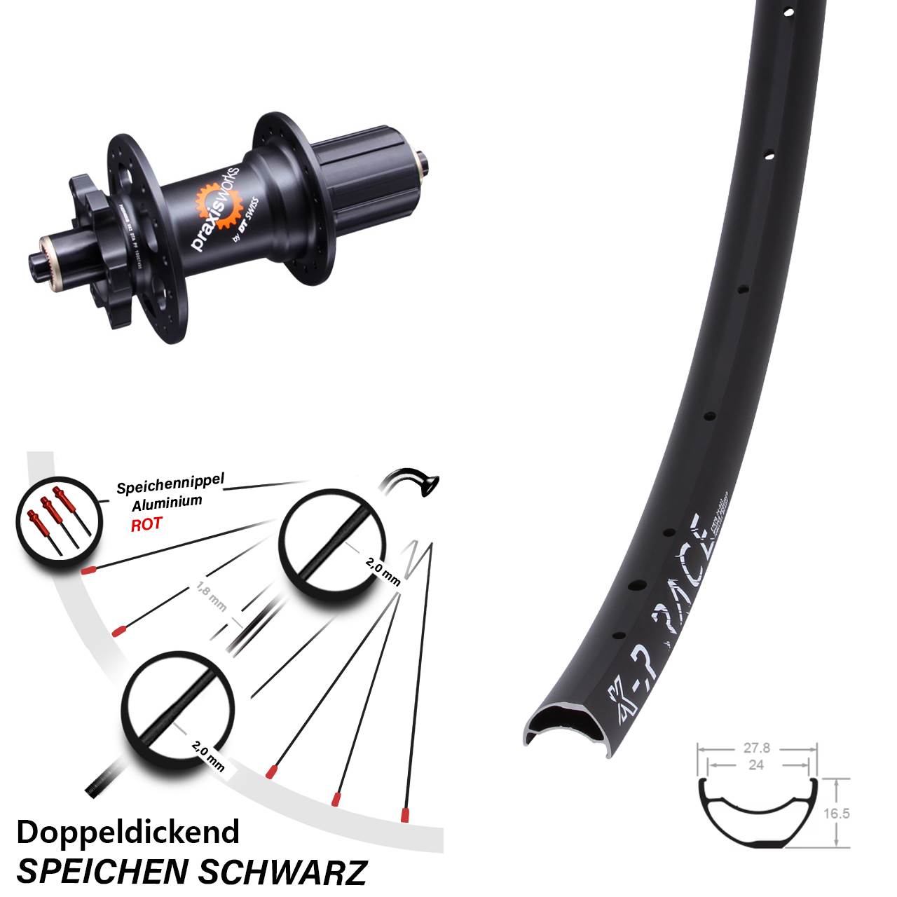 Disc Laufrad 29 Zoll KX-R Race DT Swiss 350 8-11 fach QR