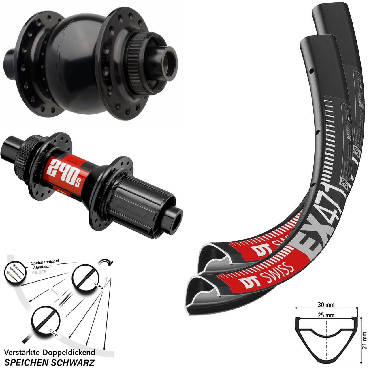 DT Swiss EX471 240s SON 28 650B Disc Laufradsatz Boost 8-11 fach HG