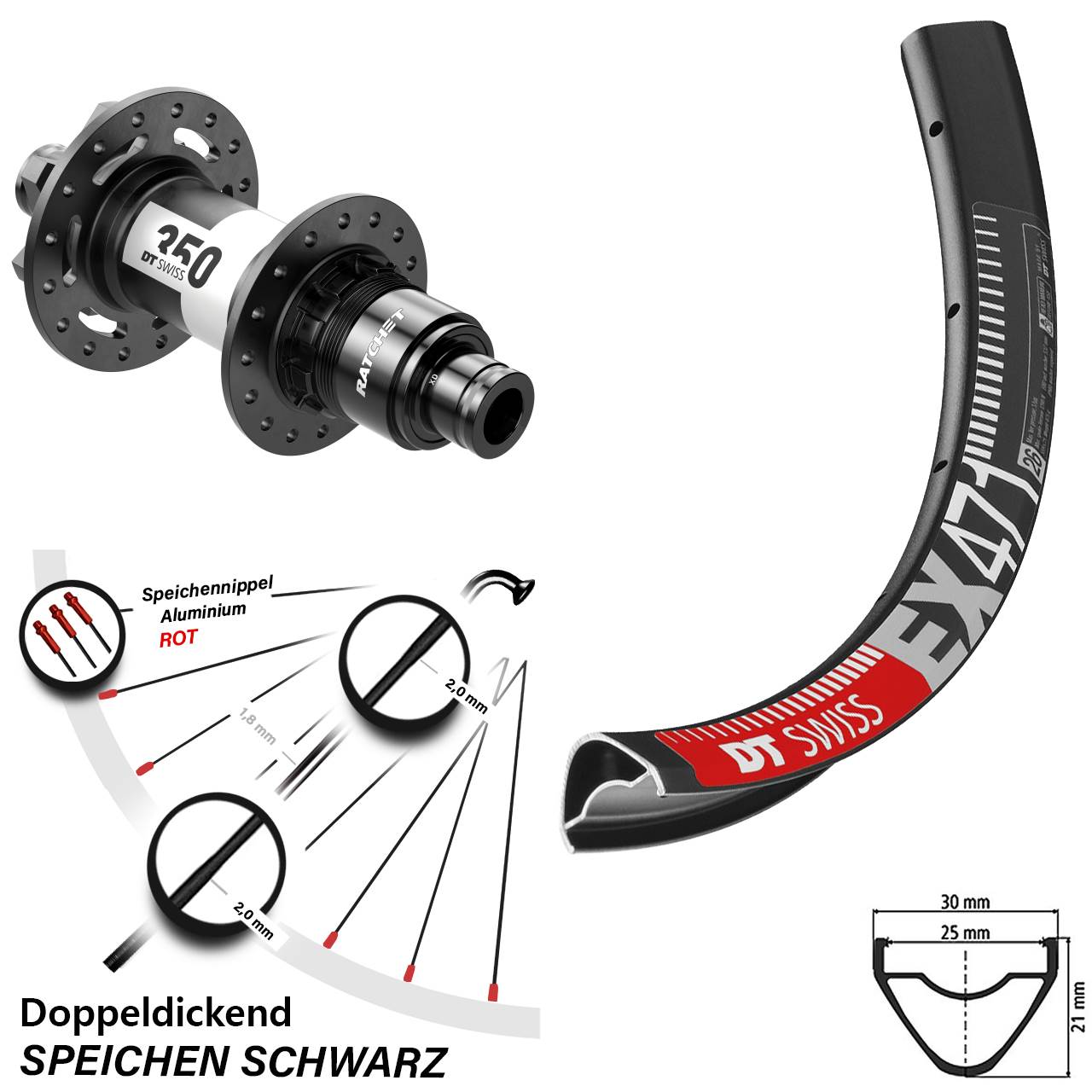 Disc Hinterrad 26 Zoll DT Swiss EX 471-350 SRAM XD 12x142