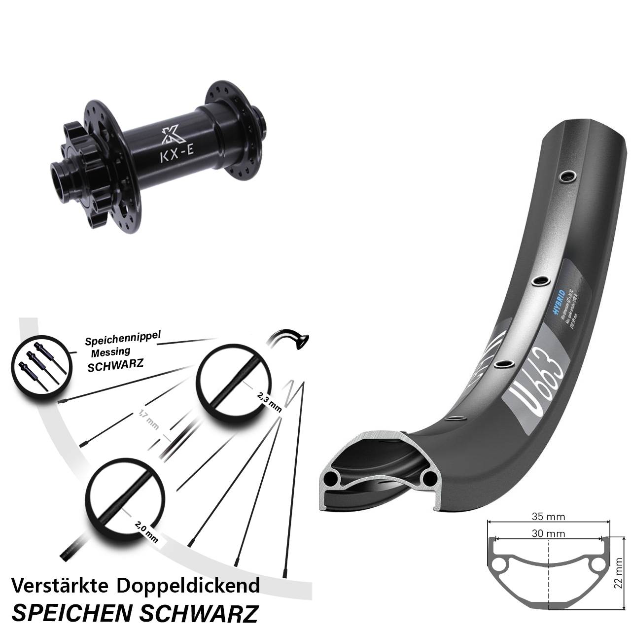 20 Zoll DT Swiss U 663 KX-E 4-fach gelagert Disc Laufrad 15x110 Boost