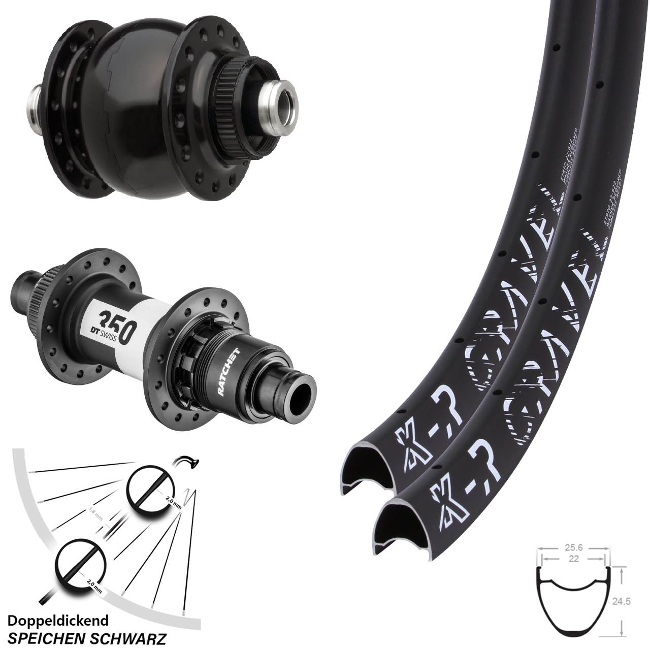 28 Zoll KX R Gravel SON delux DT Swiss 350 XDR Disc Laufradsatz 12x100/142