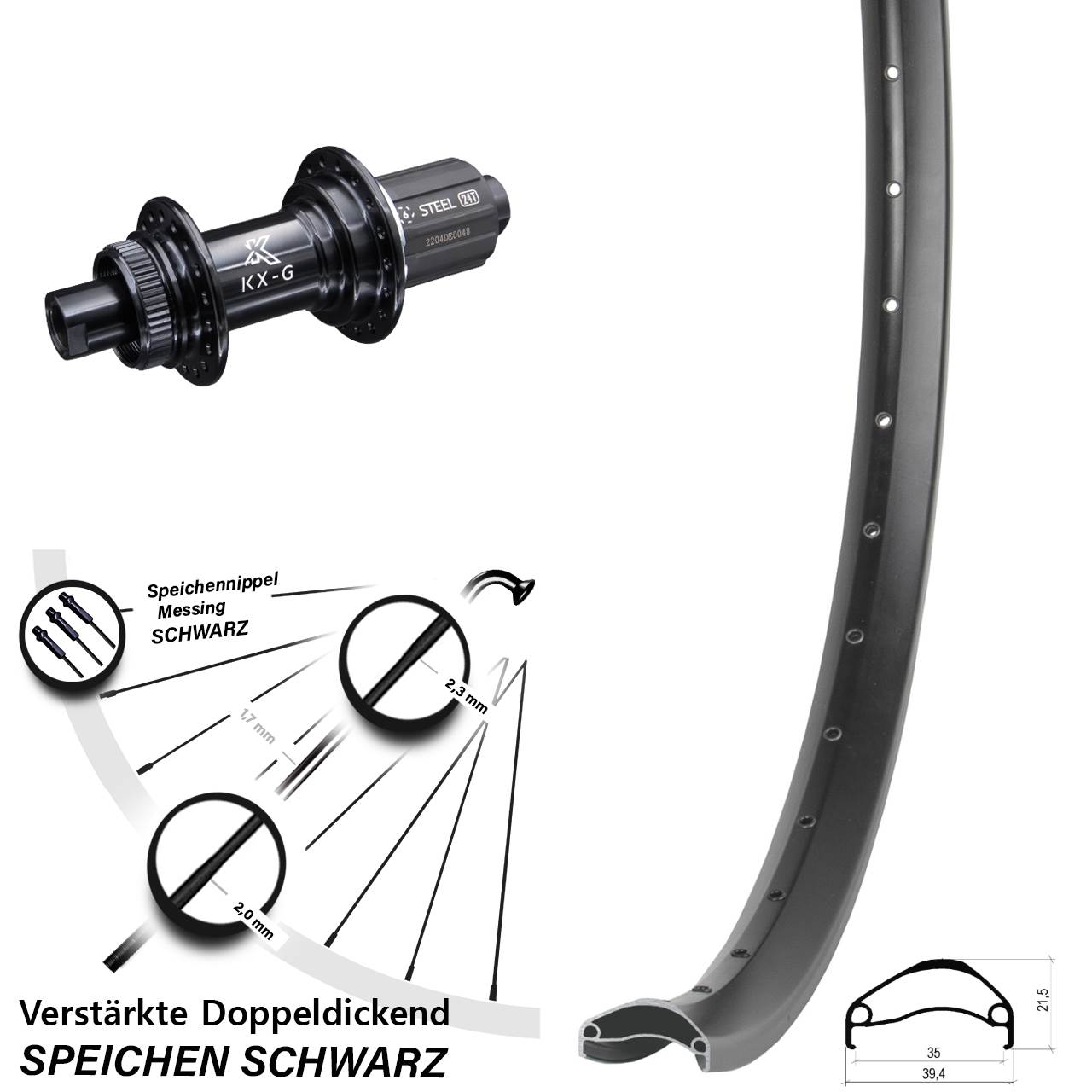 Ambrosio E35 KX-GS Heavy Duty 29 Zoll Disc Hinterrad 12x142 8-12 fach