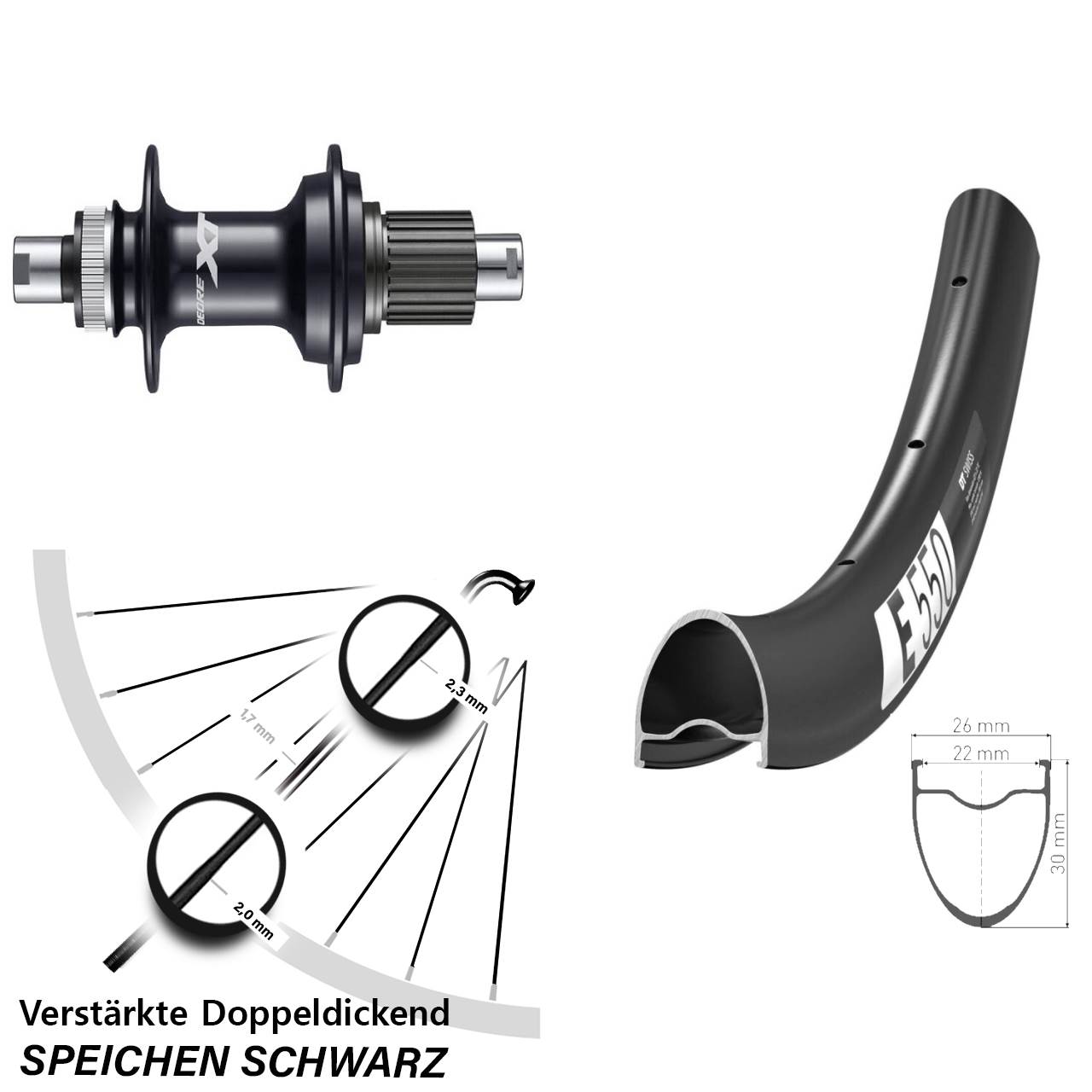 DT Swiss E550 Shimano FH-M8110 28 Zoll Centerlock Hinterrad 12x142 Micro Spline
