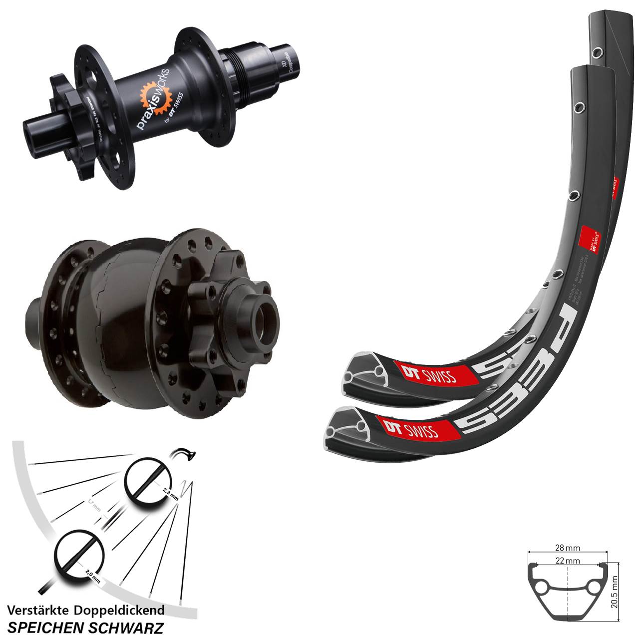 Disc Laufradsatz 28-29 Zoll DT Swiss 533 D 350 SL SON 28 XD 11-12 fach 15x100 12x142