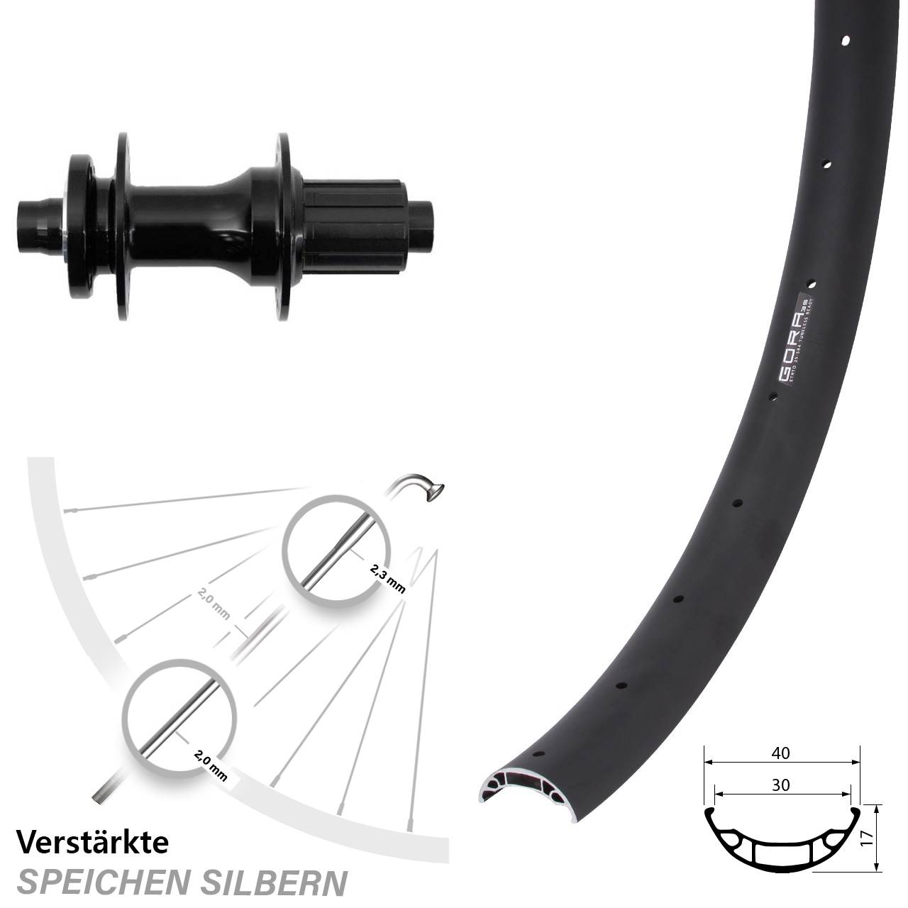 6-Loch Hinterrad 27,5 Zoll Gora 35 Fastace DA210 8-12 fach HG 12x148