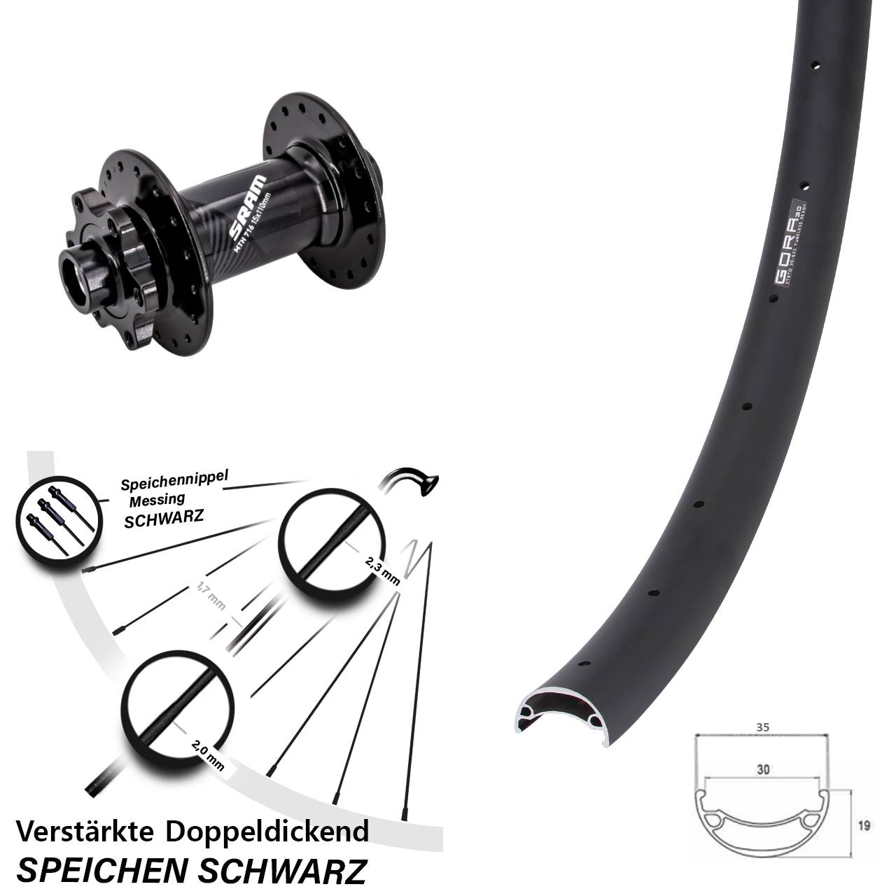 Disc Laufrad 26 Zoll Gora 30 Sram 716 15x110 Boost