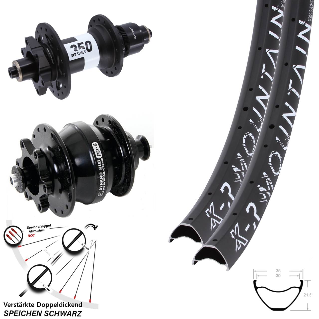 Disc Laufradsatz 29 Zoll KX-R Mountain DT Swiss 350 Shutter Precision PD-8 SRAM XD QR
