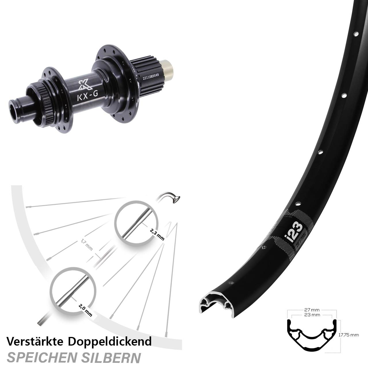 WTB i23 ST KX-G 28 Zoll Disc Laufrad 12x142 Micro Spline