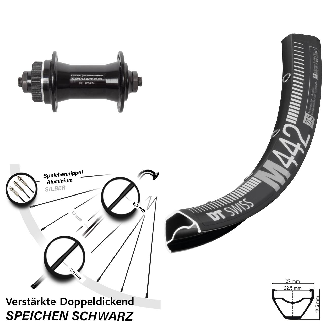 DT Swiss M442 Novatec D471 29 Zoll Disc Laufrad QR