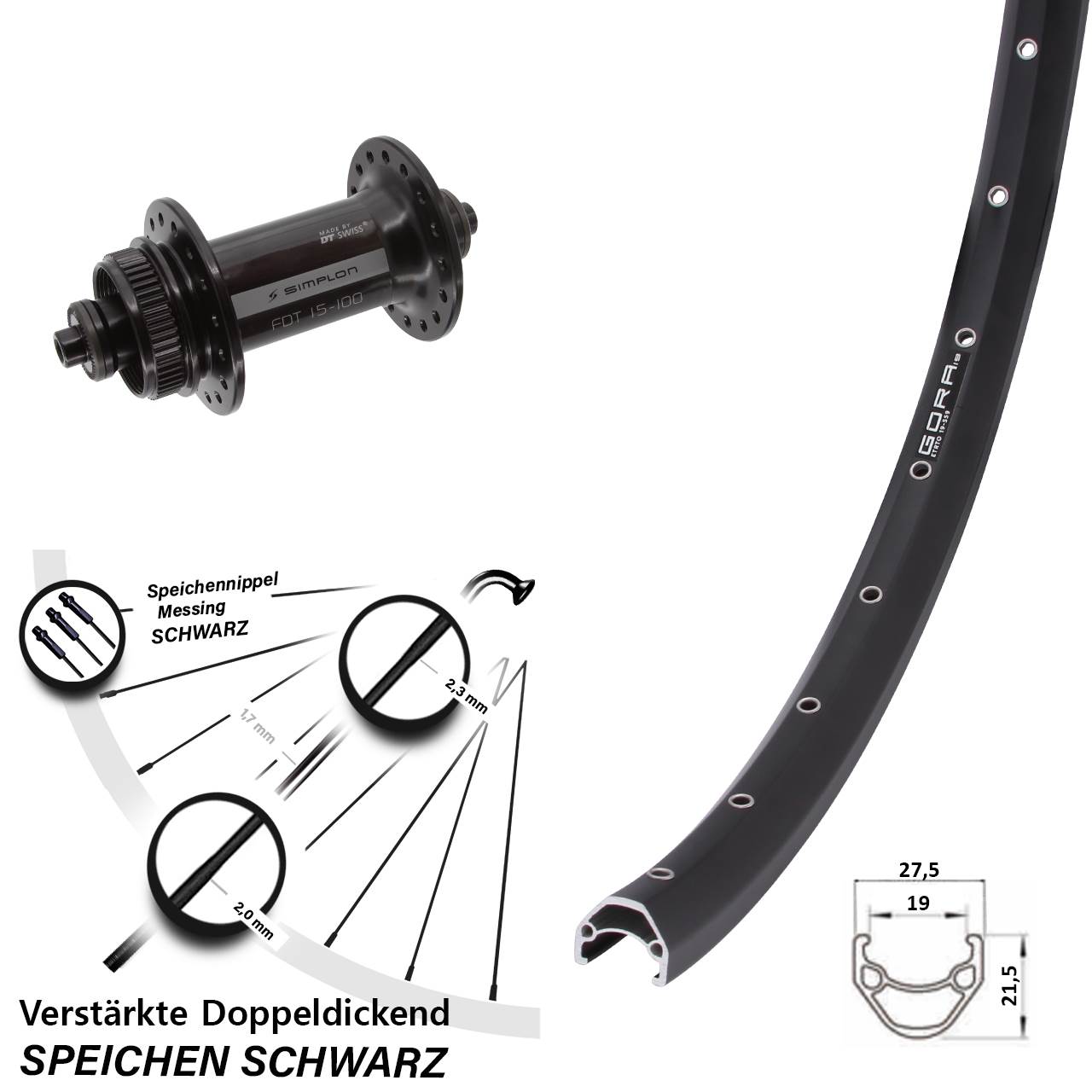 Centerlock Vorderrad QR 27,5 Zoll Gora 19 DT Swiss 370