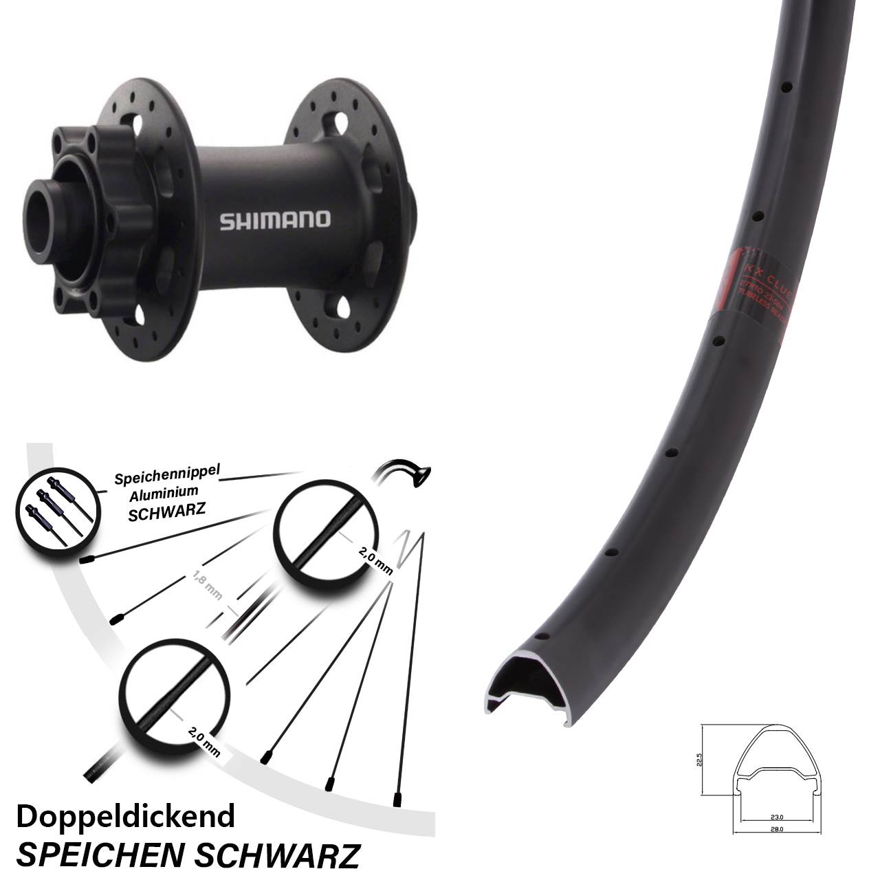 KX Clue Shimano Deore XT 29 Zoll 6-Loch Vorderrad 15x100