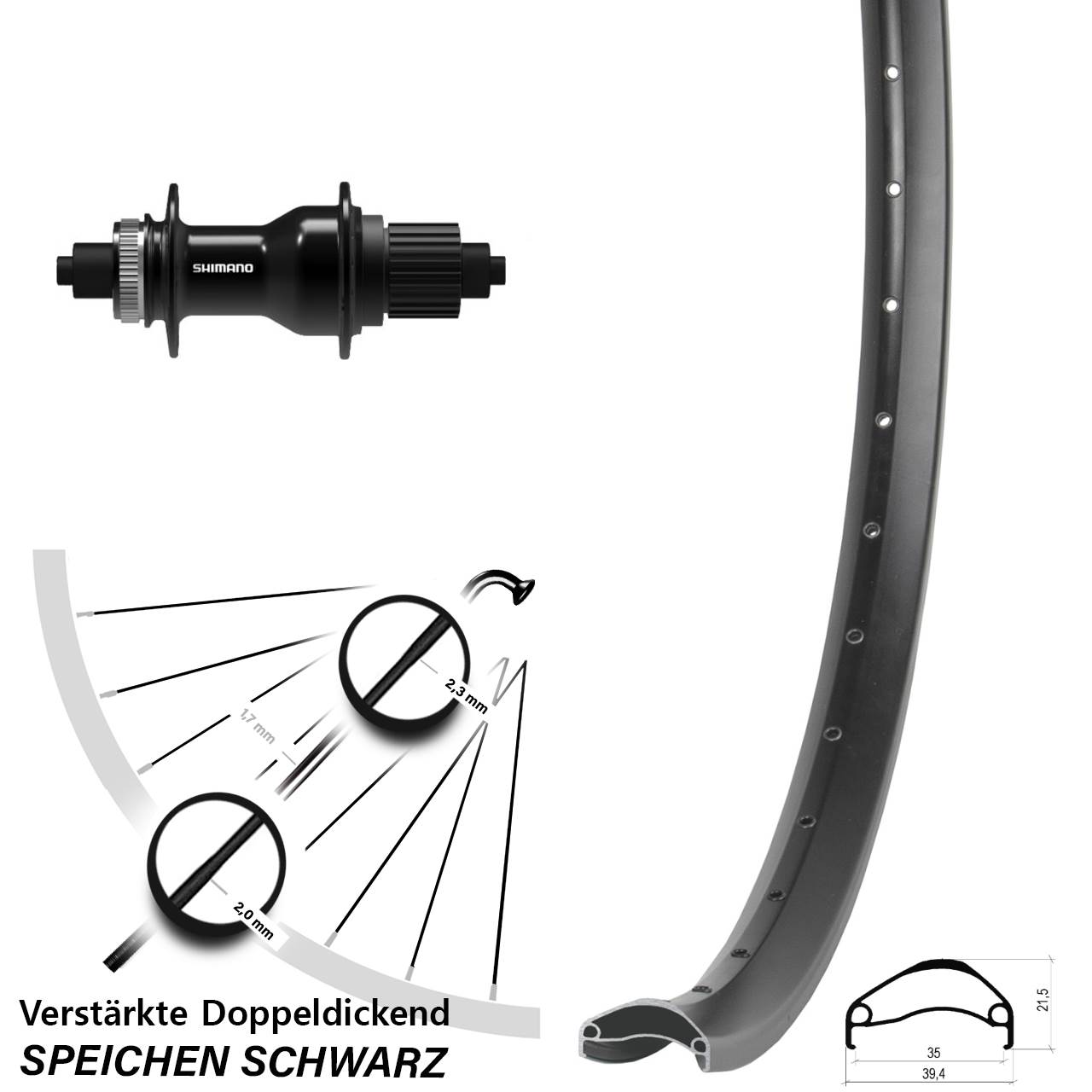 Centerlock Hinterrad 29 Zoll Ambrosio E35 Shimano FH-QC500 Micro Spline QR