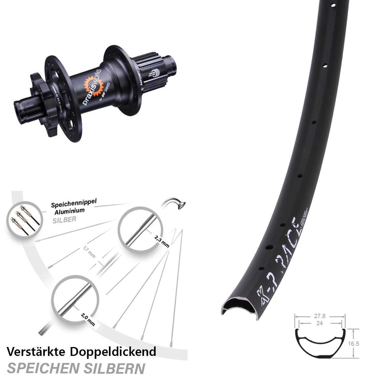 Disc Hinterrad 12x142 28 Zoll KX-R Race DT Swiss 350 Micro Spline
