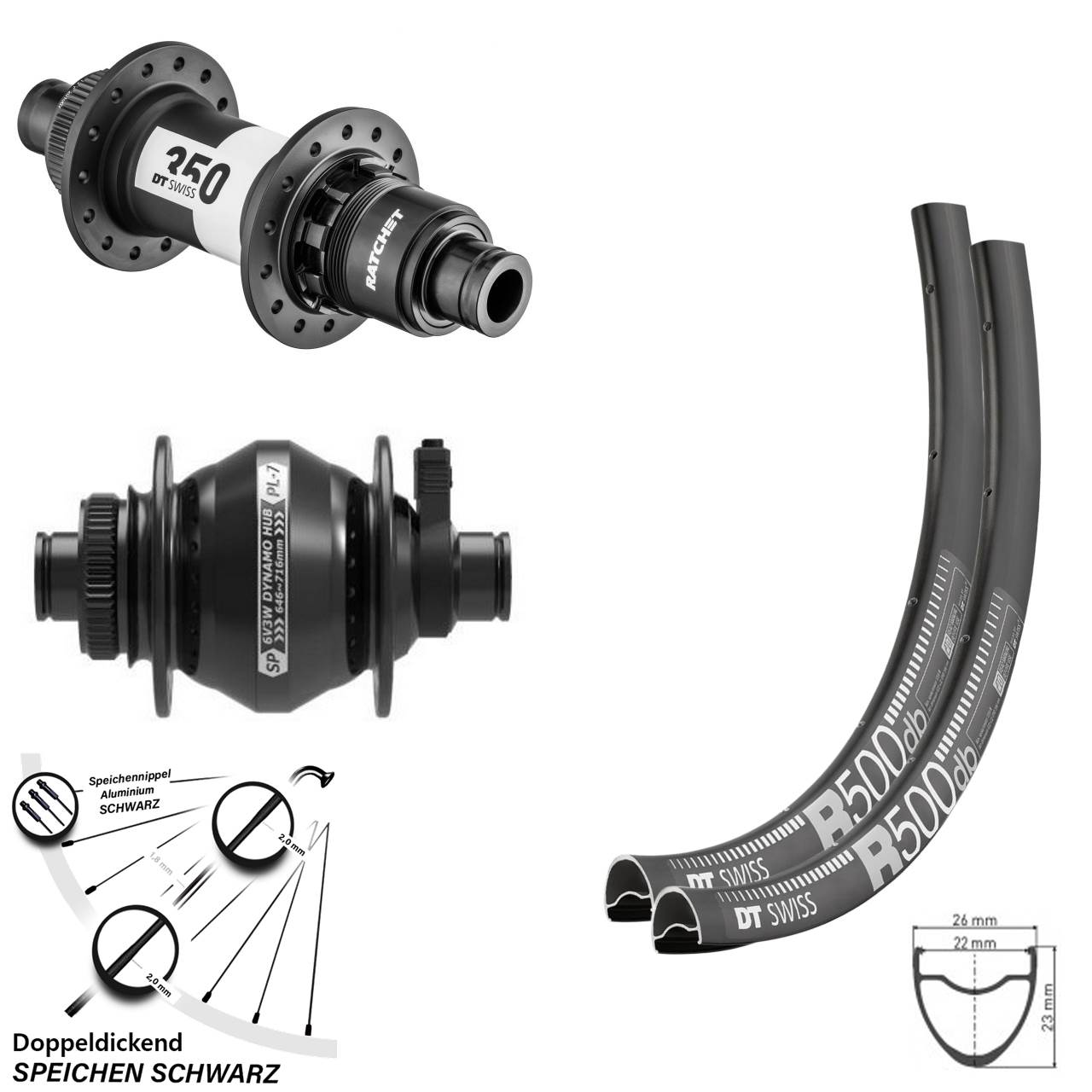 DT Swiss R 500-350 Road SP PL-7 29 Zoll Disc Laufradsatz 12x100/142 SRAM XDR