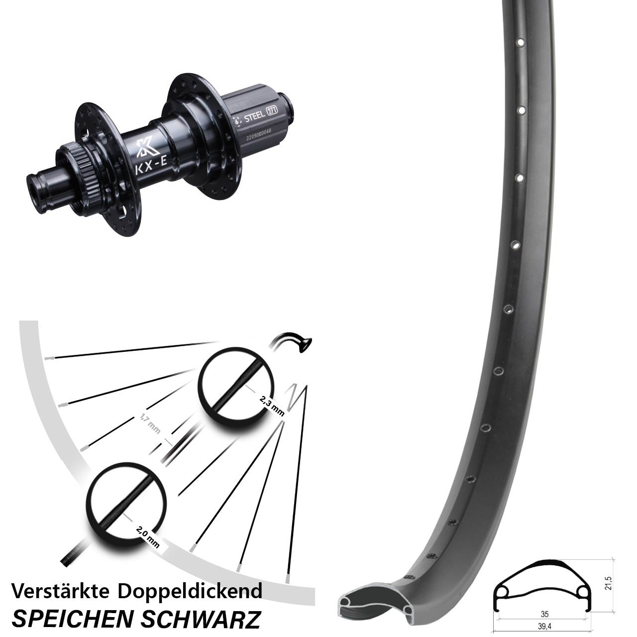 Centerlock Hinterrad 12x142 27,5 Zoll Ambrosio E35 KX-E 8-12 fach HG