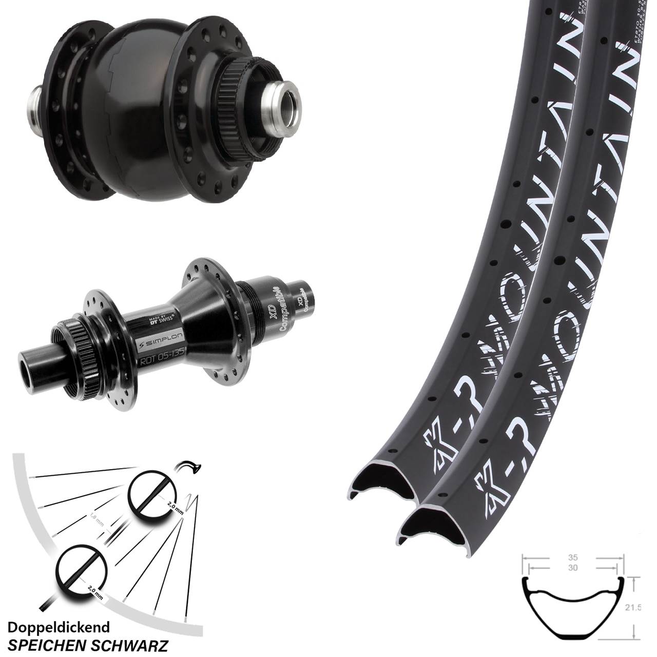 Disc Laufradsatz 27,5 Zoll KX-R Mountain DT Swiss 370 SONdelux XD 11-12 fach 12x100/142