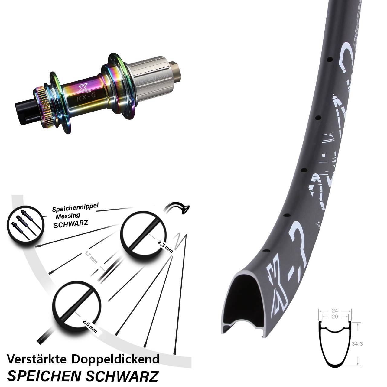 Disc Laufrad 28-29 Zoll KX-R Road verstärkt Oilslick 8-12 fach 12x142