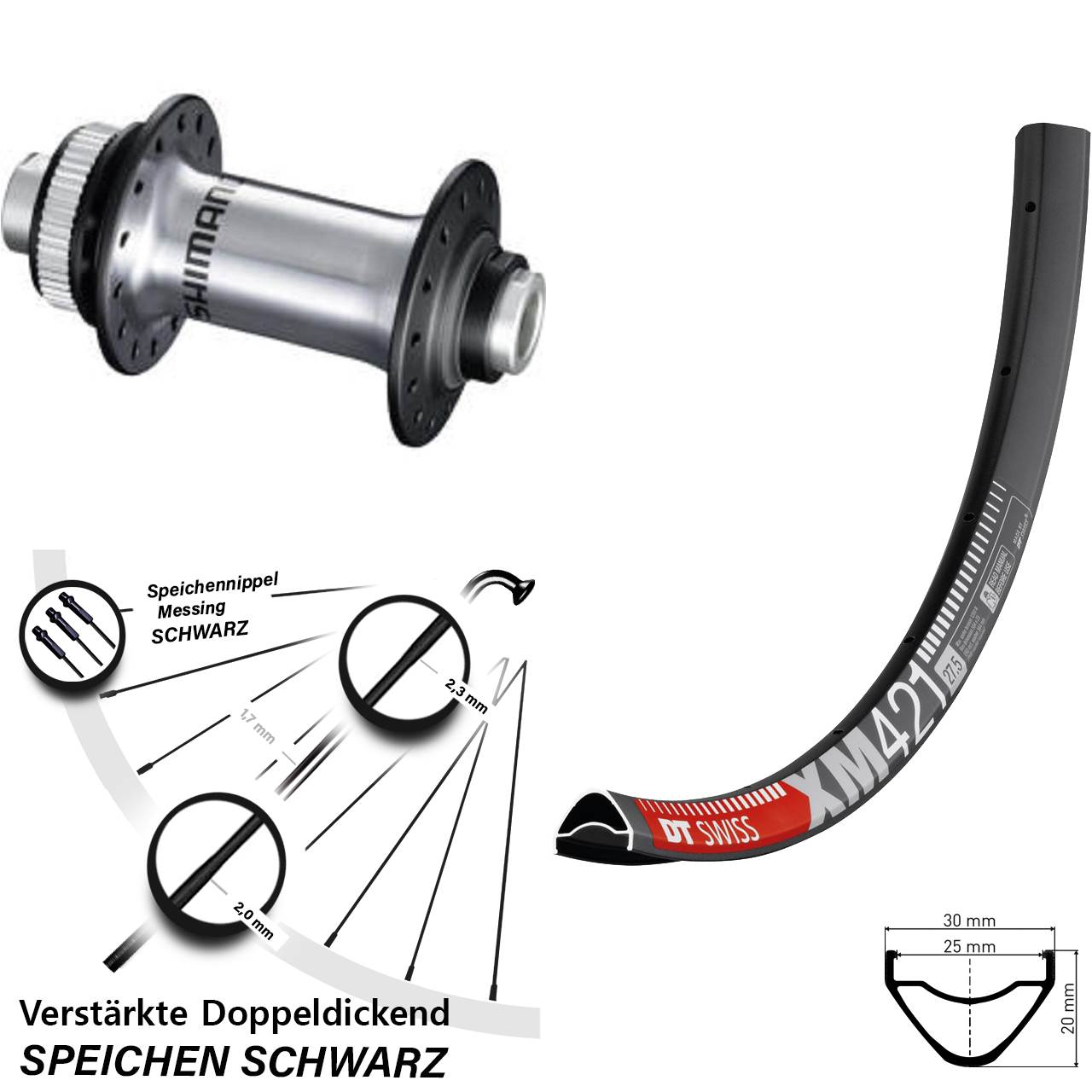 DT Swiss XM 421 Shimano RS770 27,5 Zoll Centerlock Vorderrad 12x100