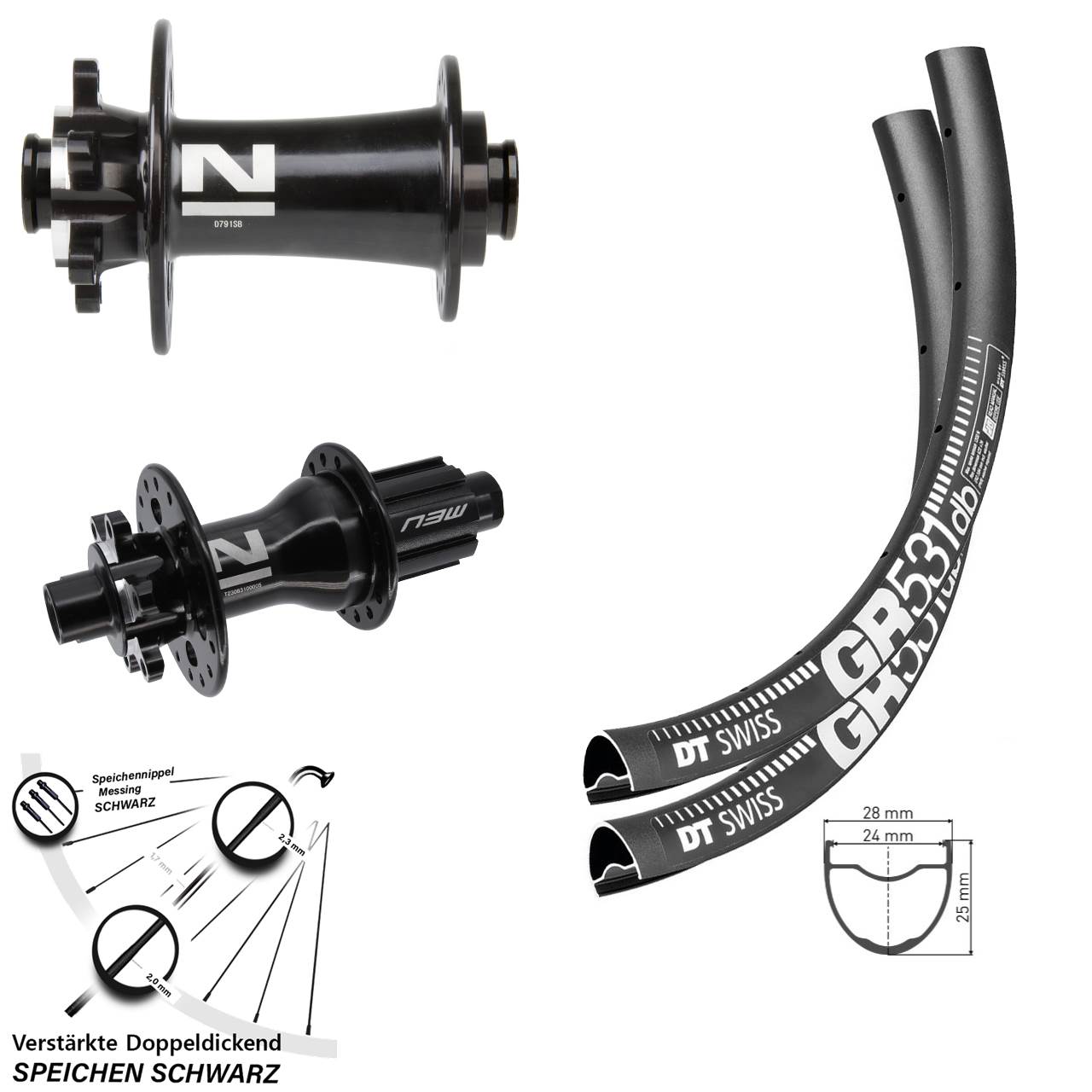 27,5 Zoll DT Swiss GR 531 Novatec D791 Superlight Disc Laufrad-Satz 12x100/142 Campagnolo