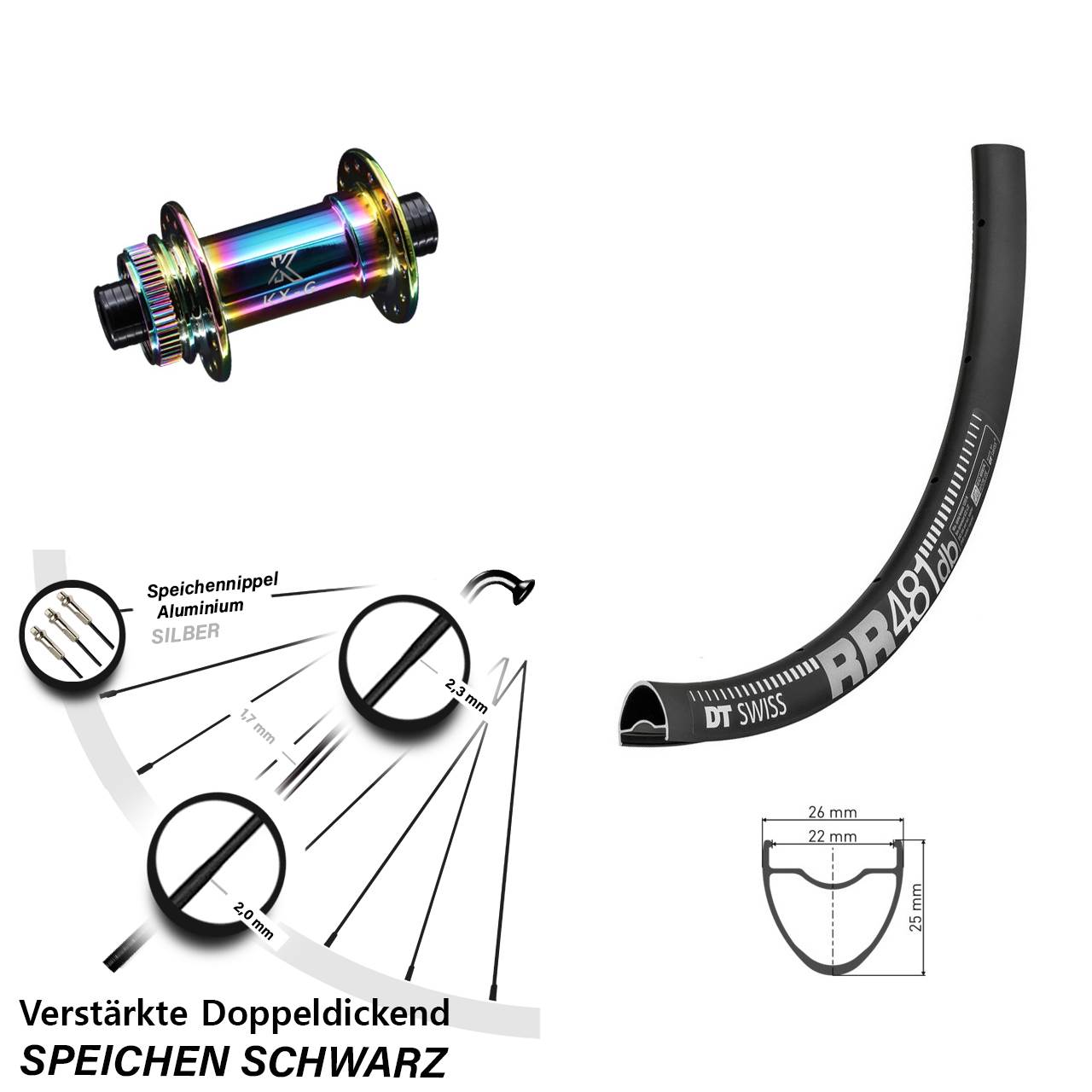 Disc Vorderrad 12x100 28 Zoll DT Swiss RR481 KX-G Oilslick