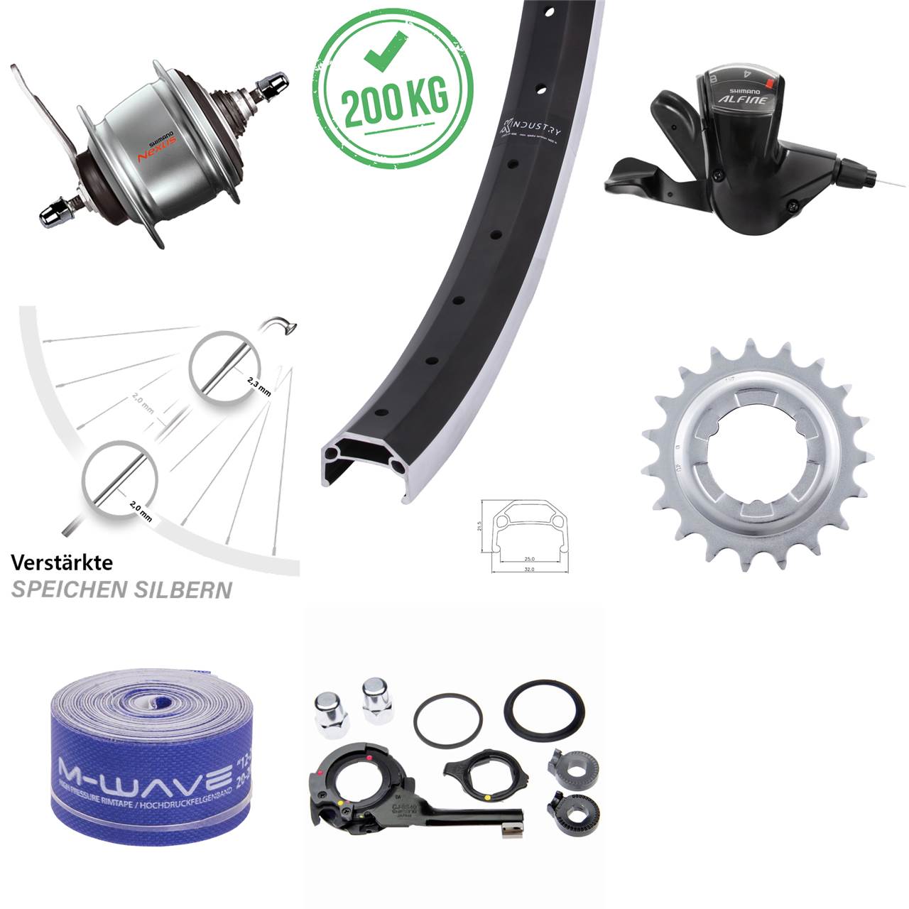 26 Zoll KX Industry Shimano Nexus 8 Gang Hinterrad mit Rücktrittbremse