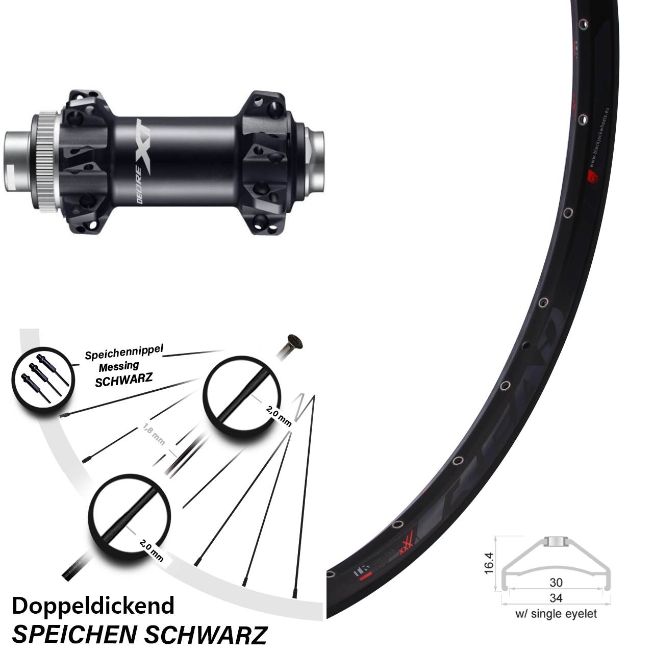Vorderrad 27,5 Zoll Rodi Ready 30 Shimano HB-M8110-BS Boost Straightpull
