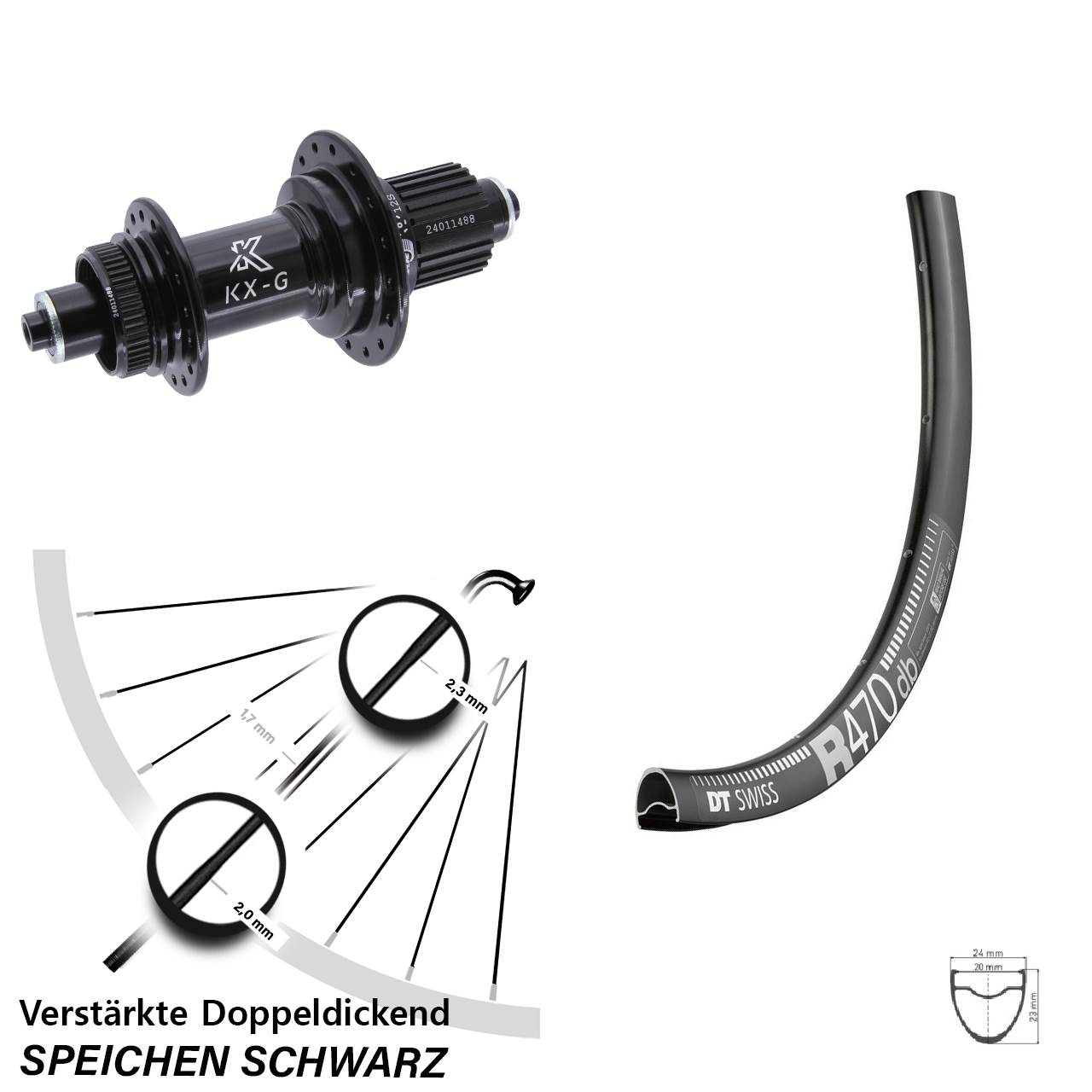 Disc Hinterrad für Schnellspanner 28 Zoll DT Swiss R 470 KX-G Shimano Micro Spline
