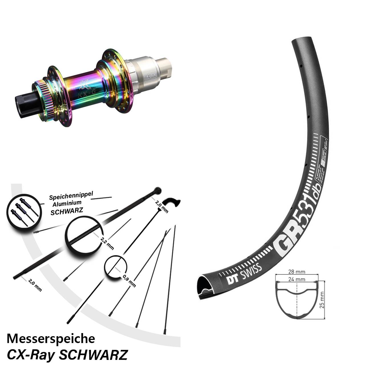 29 Zoll DT Swiss GR531 KX-G Oilslick Disc Laufrad 12x142 SRAM XDR CX-Ray