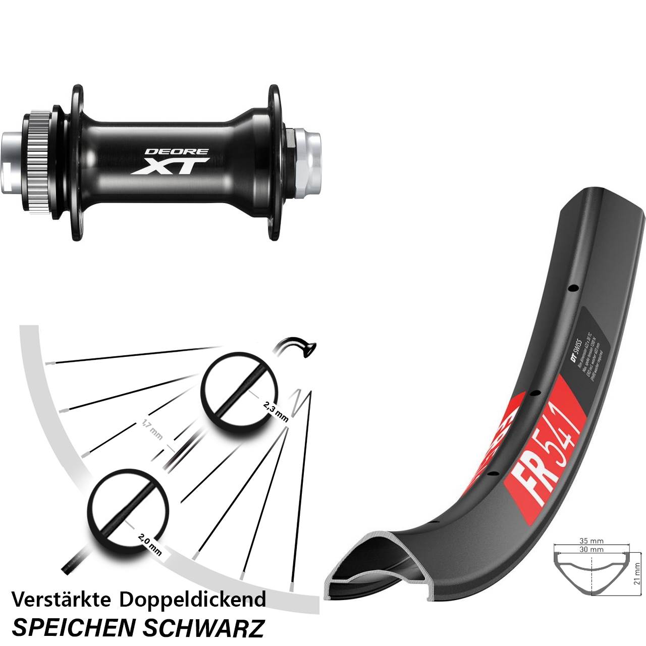 Boost Disc Vorderrad 15x110 29 Zoll DT Swiss FR541 Shimano Deore XT HB-M8010-B