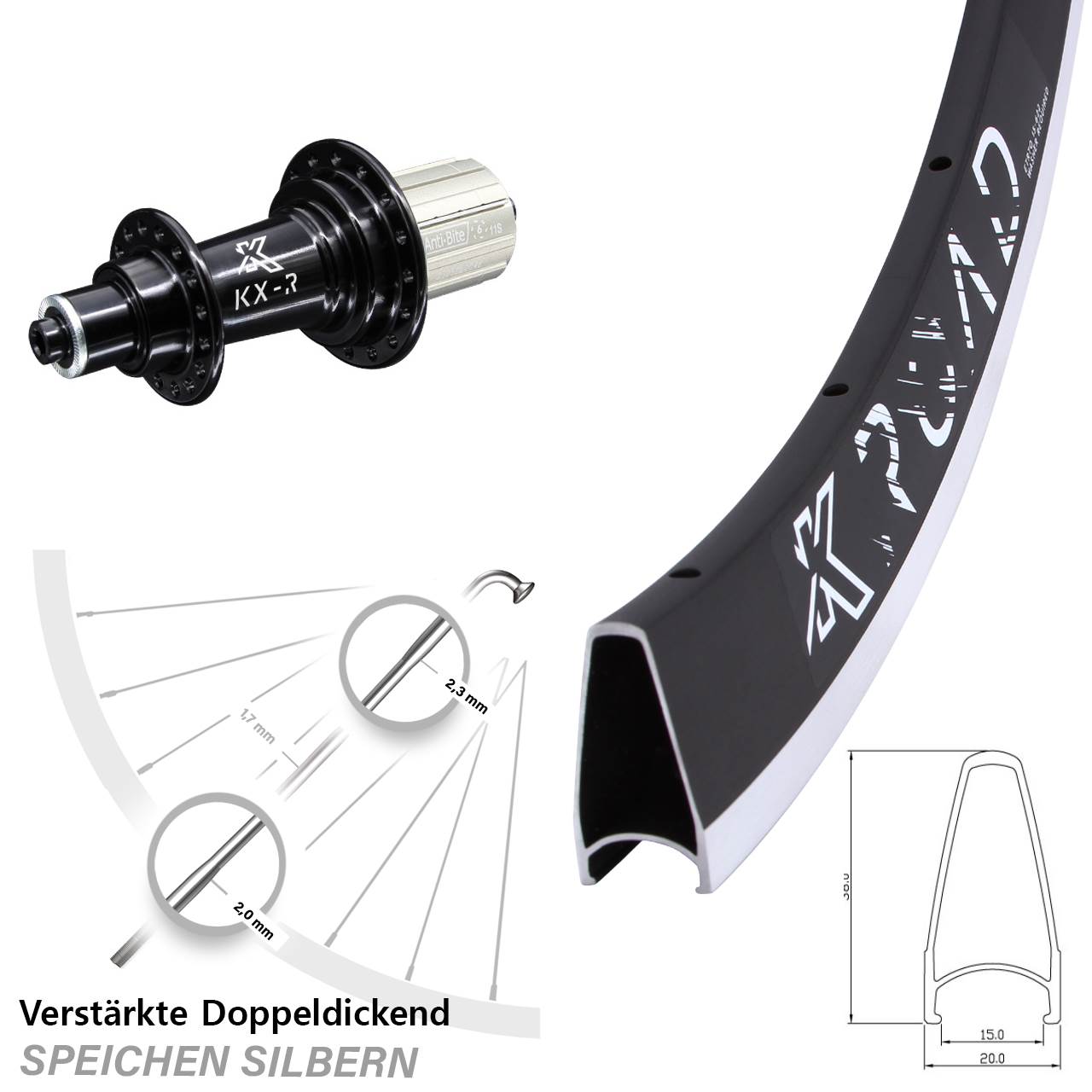 KX-R Road 28 Zoll Laufrad hinten für Schnellspanner 8-12 fach